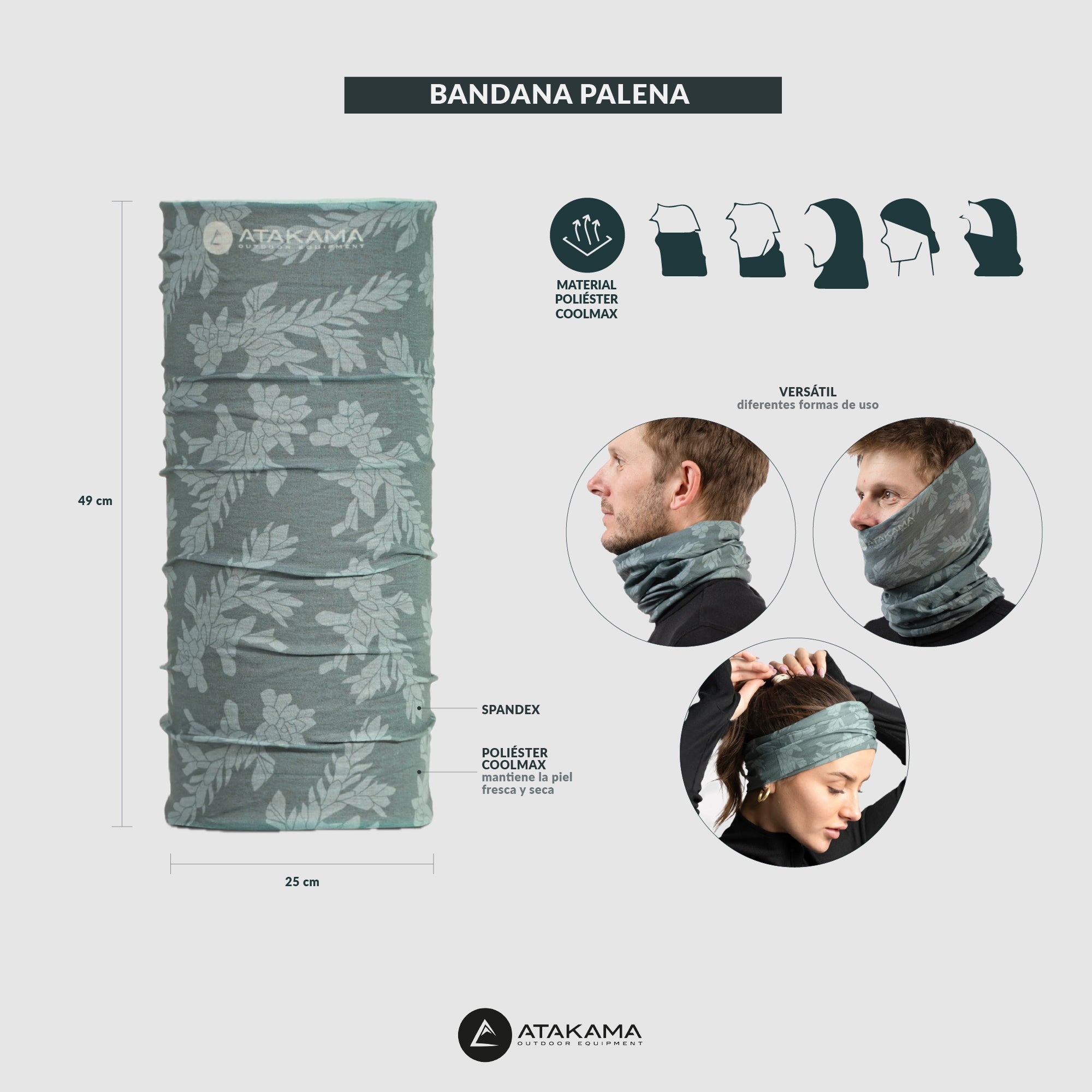 Bandana Palena multifuncional Celeste Alerce