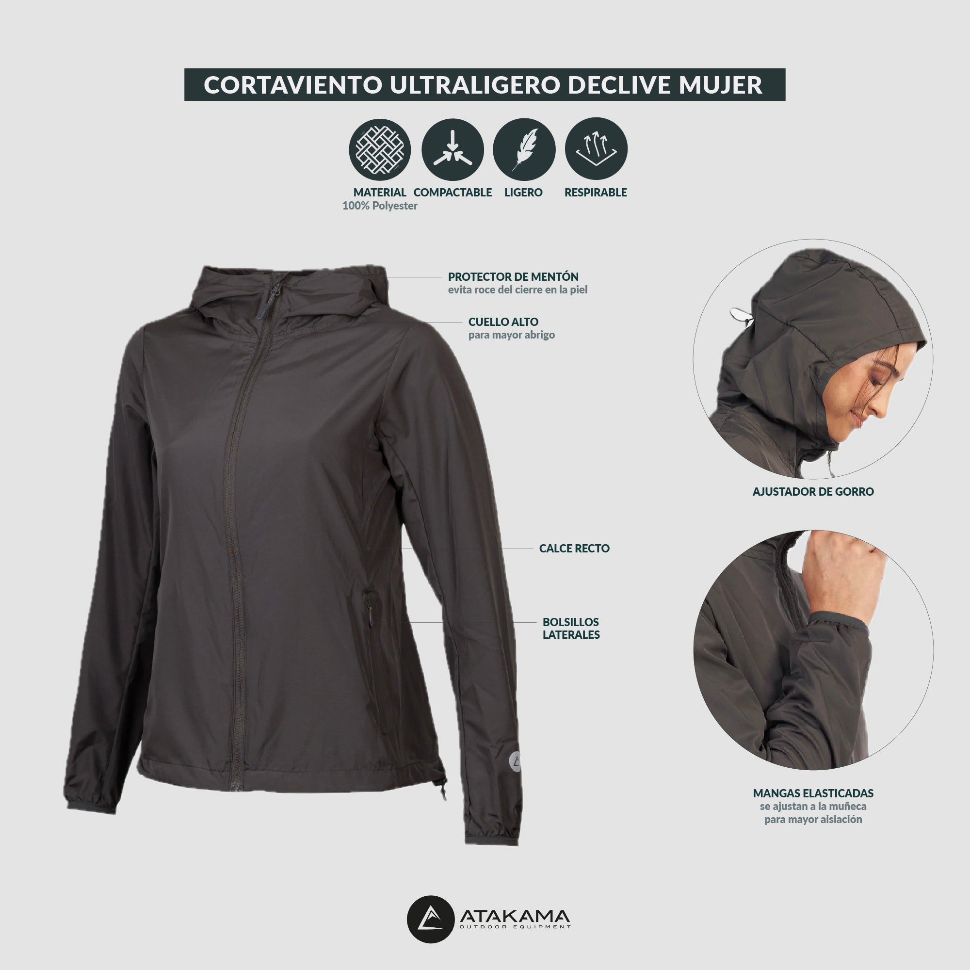 Chaqueta Cortaviento Ultraligero mujer Declive Rosado