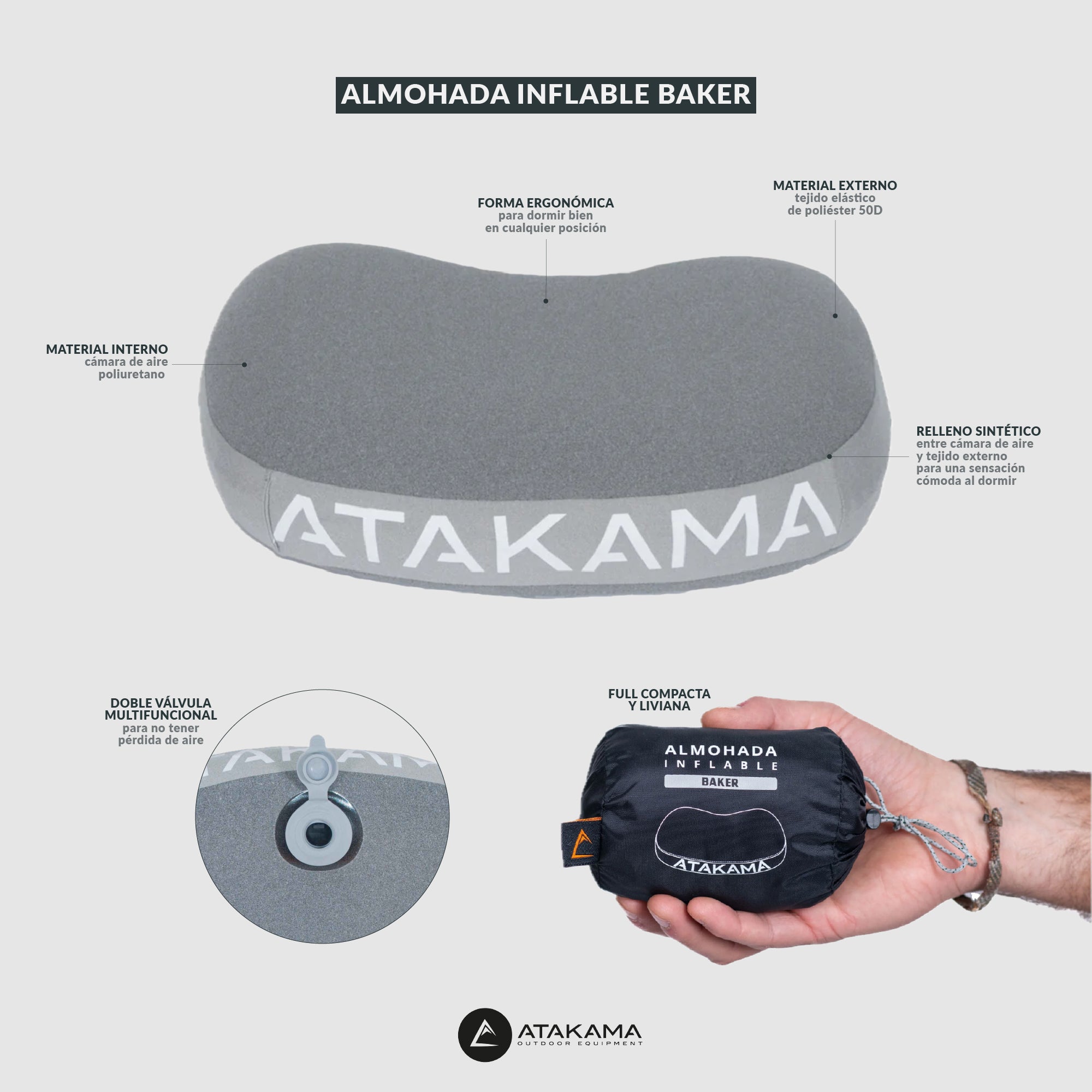 Almohada inflable Baker Azul
