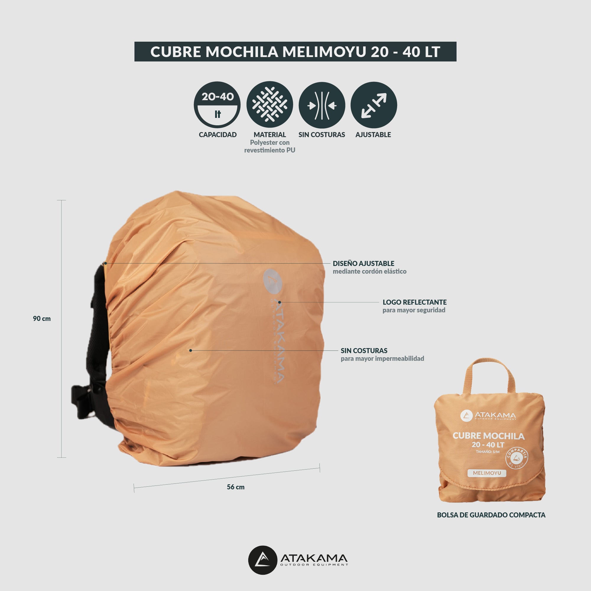 Cubre Mochila Melimoyu 20 - 40 lt S/M