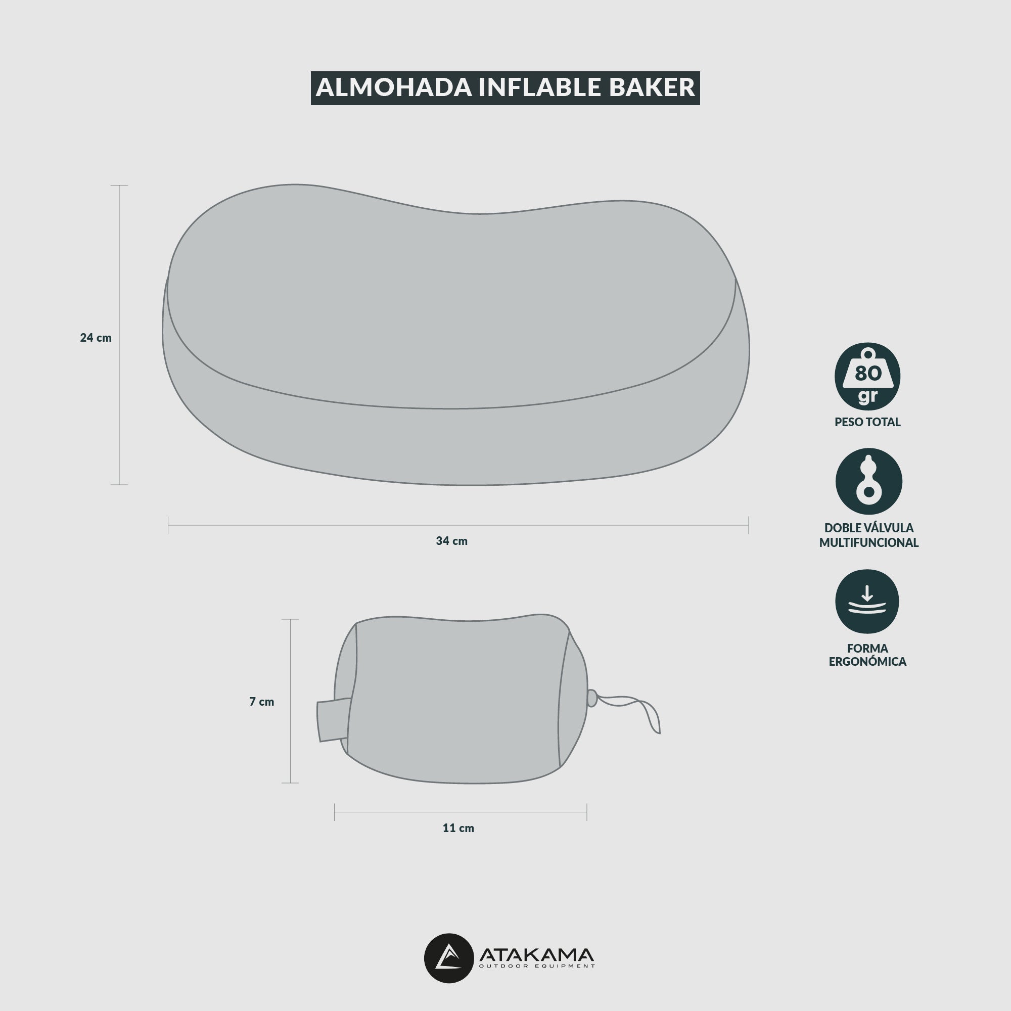 Almohada inflable Baker Azul