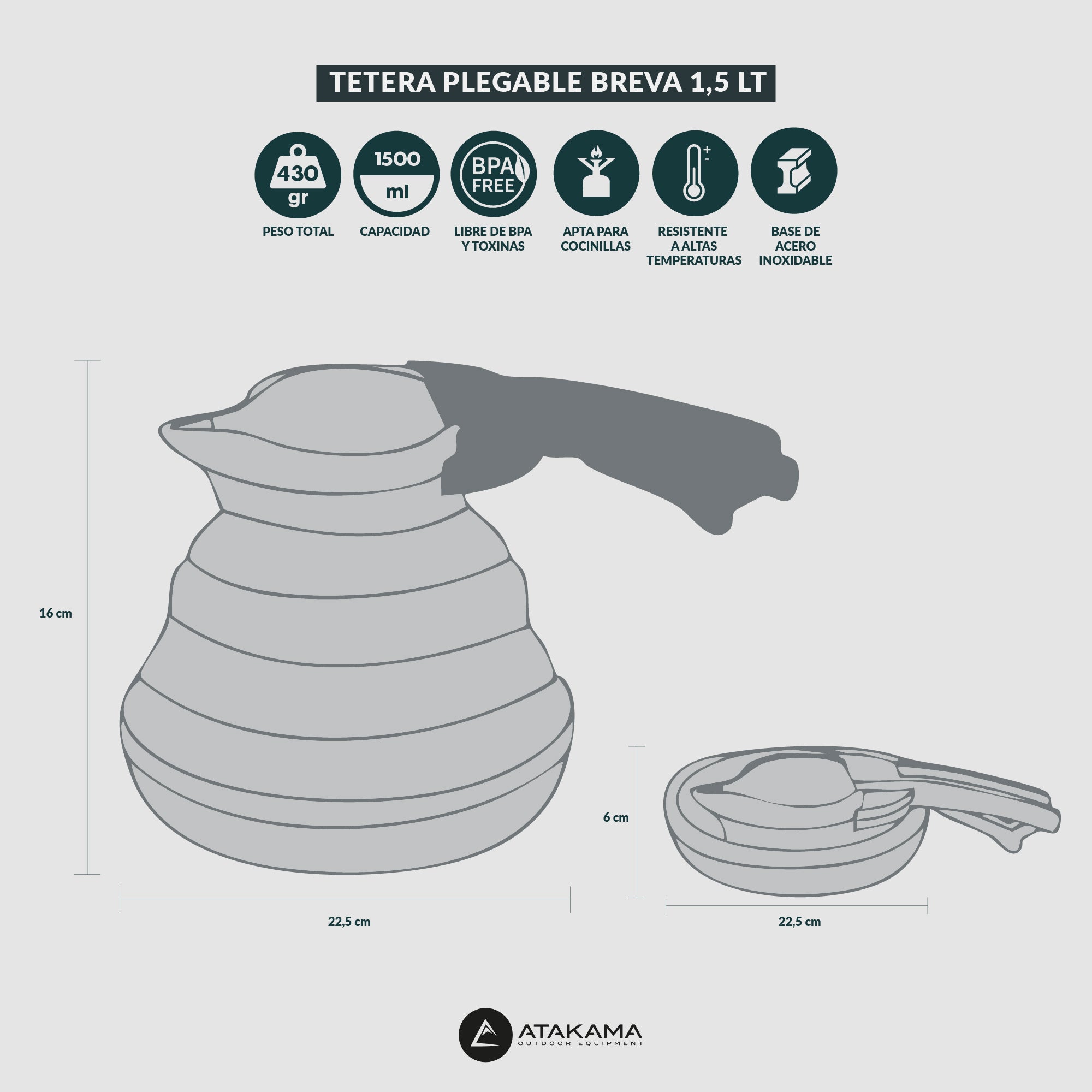 Tetera plegable Breva 1,5 lt