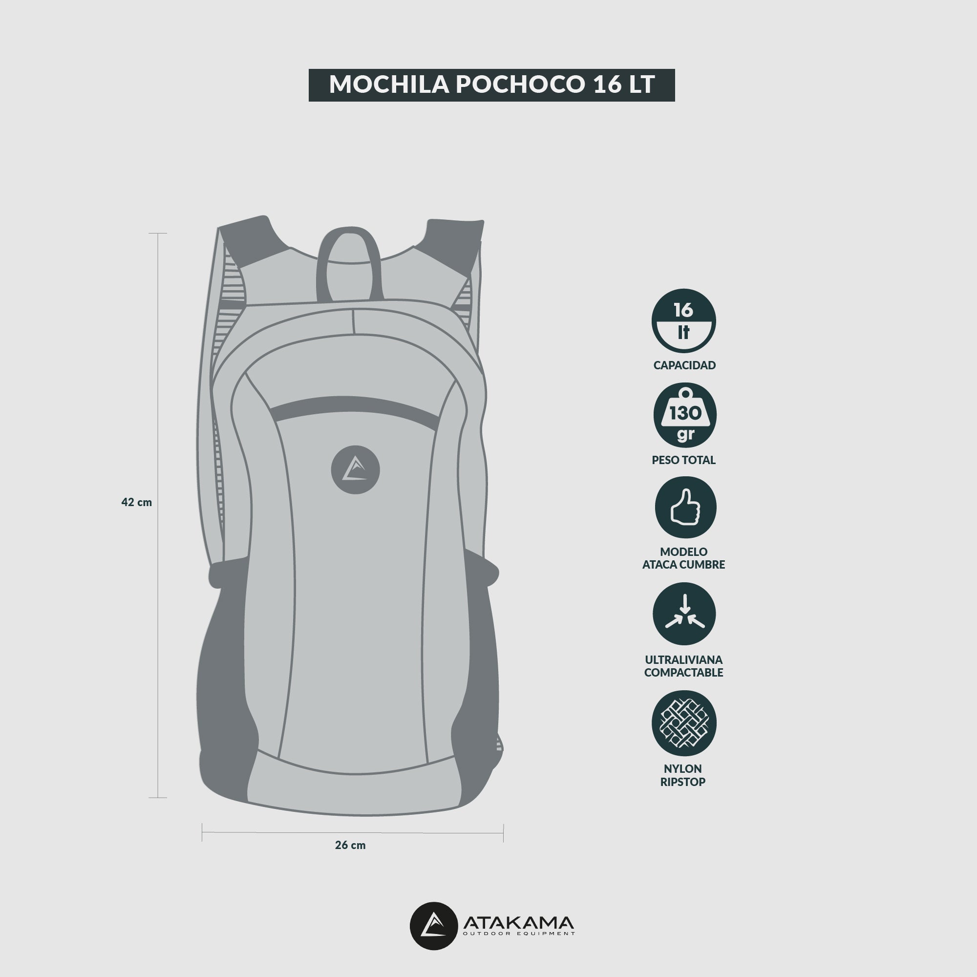 Mochila plegable Pochoco Negro 16 lt