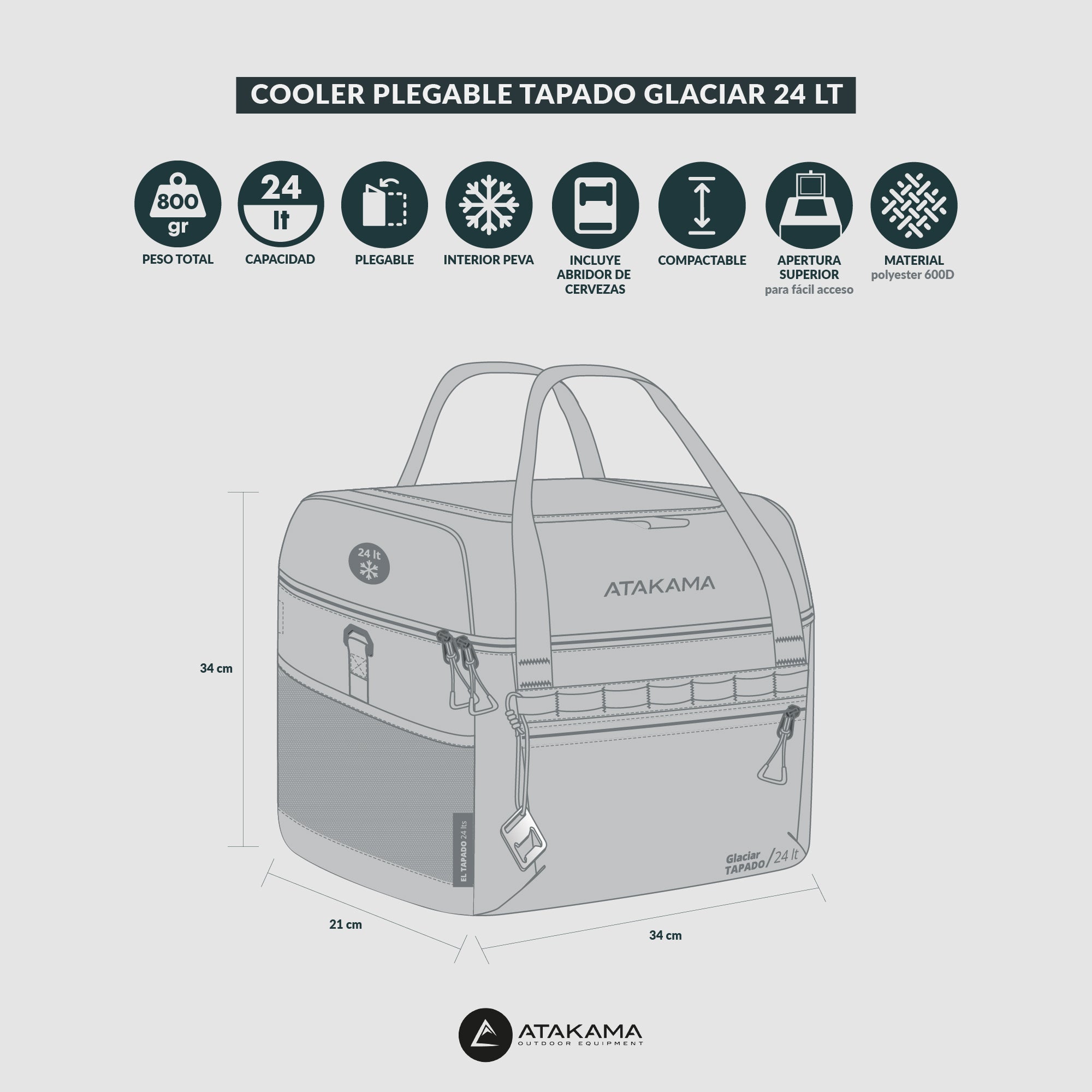 Cooler plegable Glaciar Tapado 24 lt
