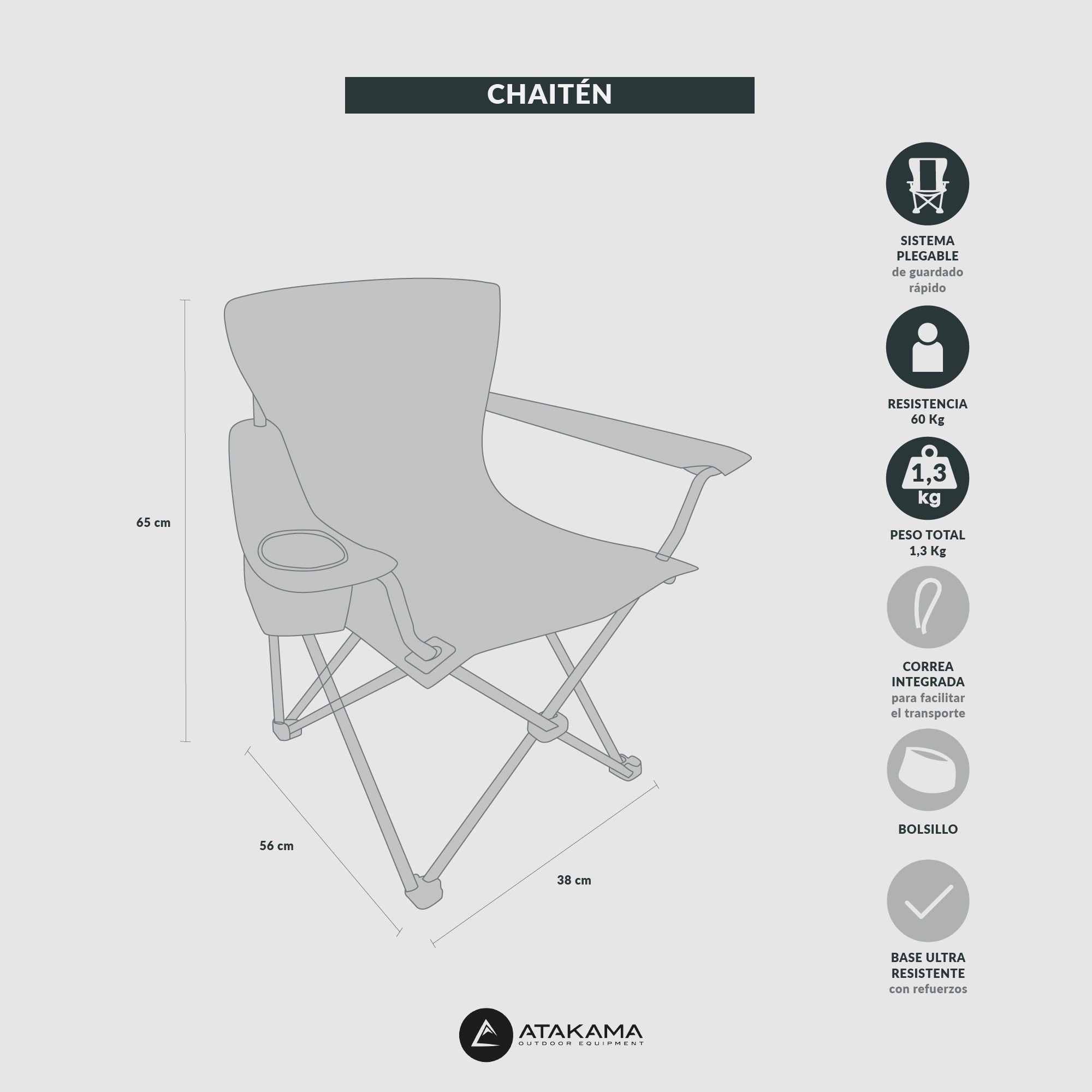 Silla de camping niños Chaitén Gris/Azul