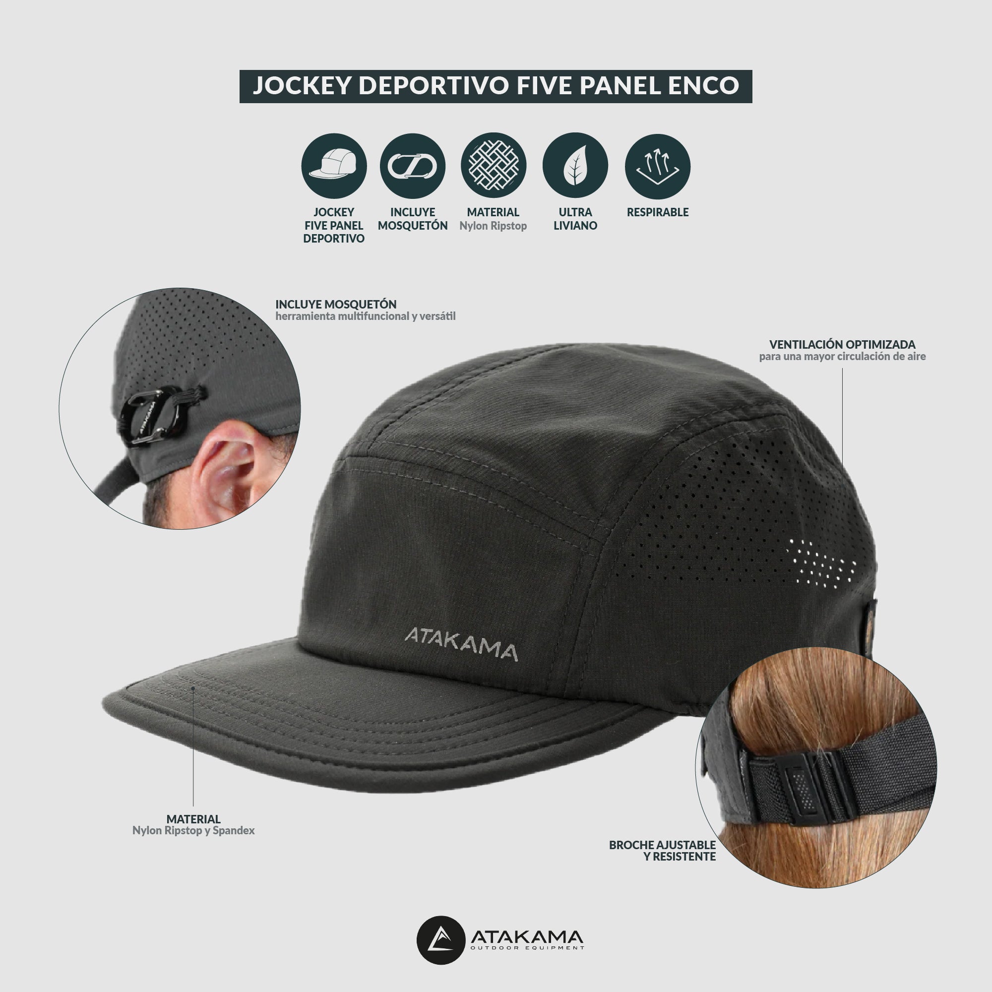 Jockey Deportivo Five Panel Enco Gris