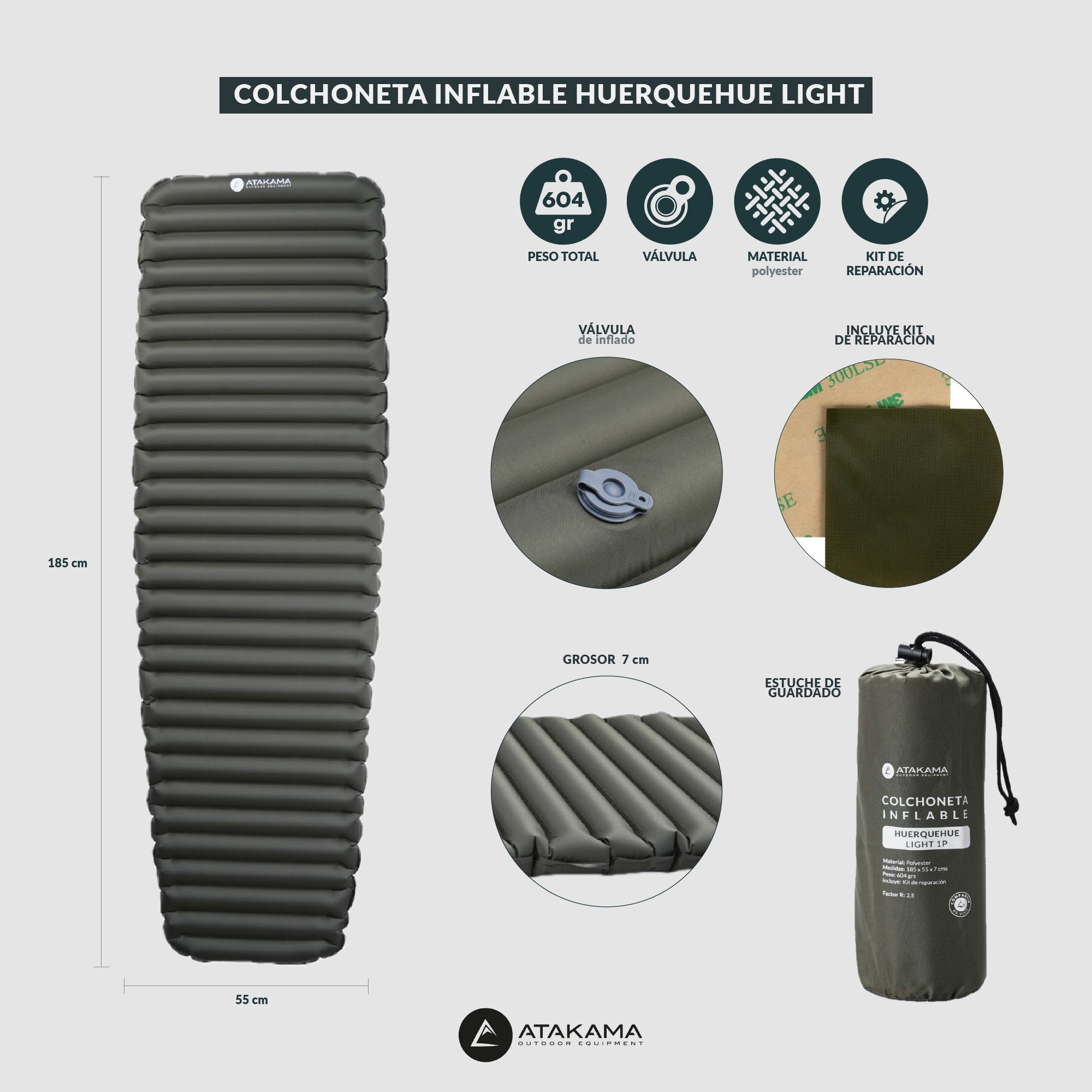 Colchoneta inflable trekking/camping Huerquehue Light