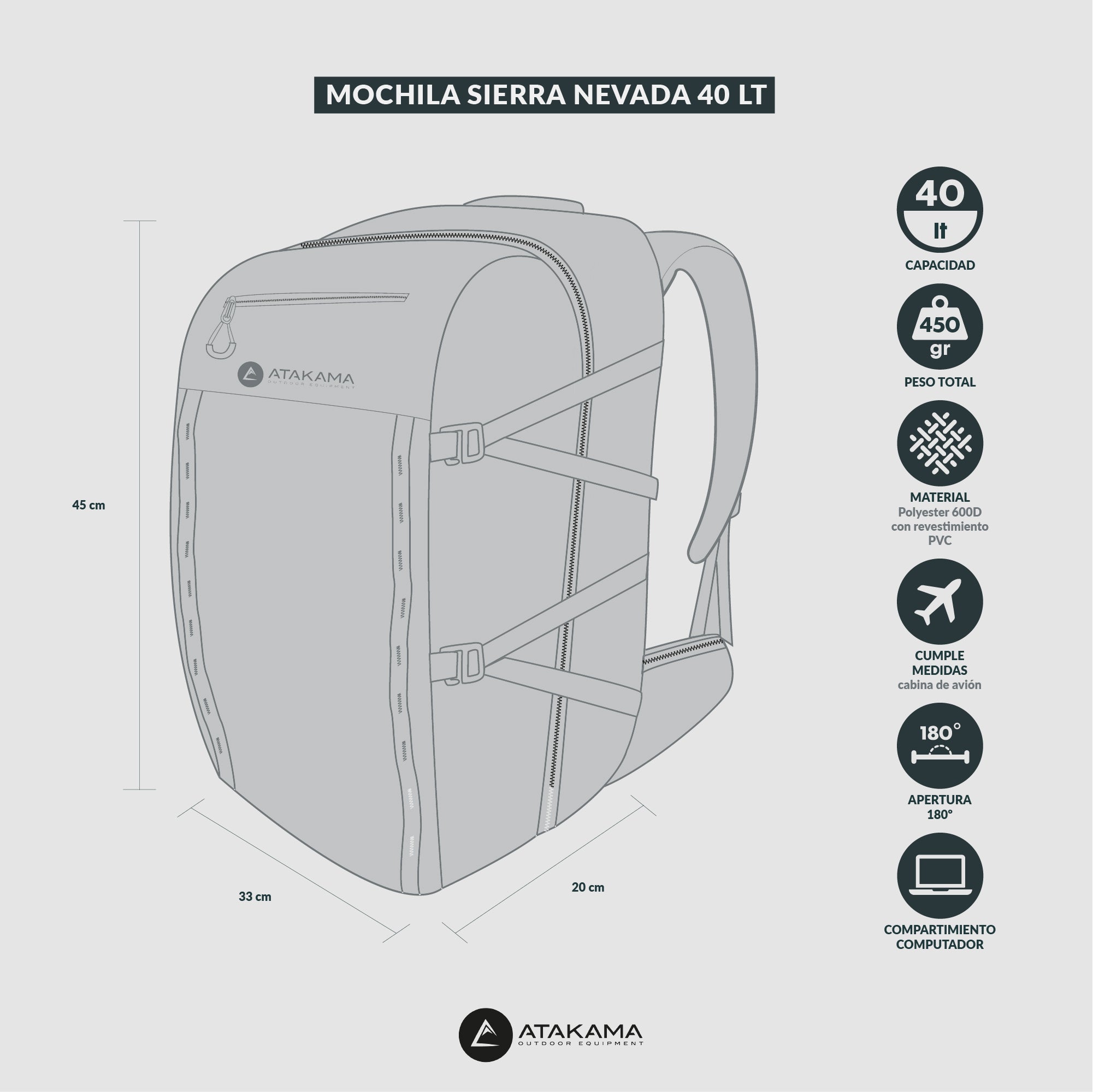 Mochila de Viaje Sierra Nevada 40 lt