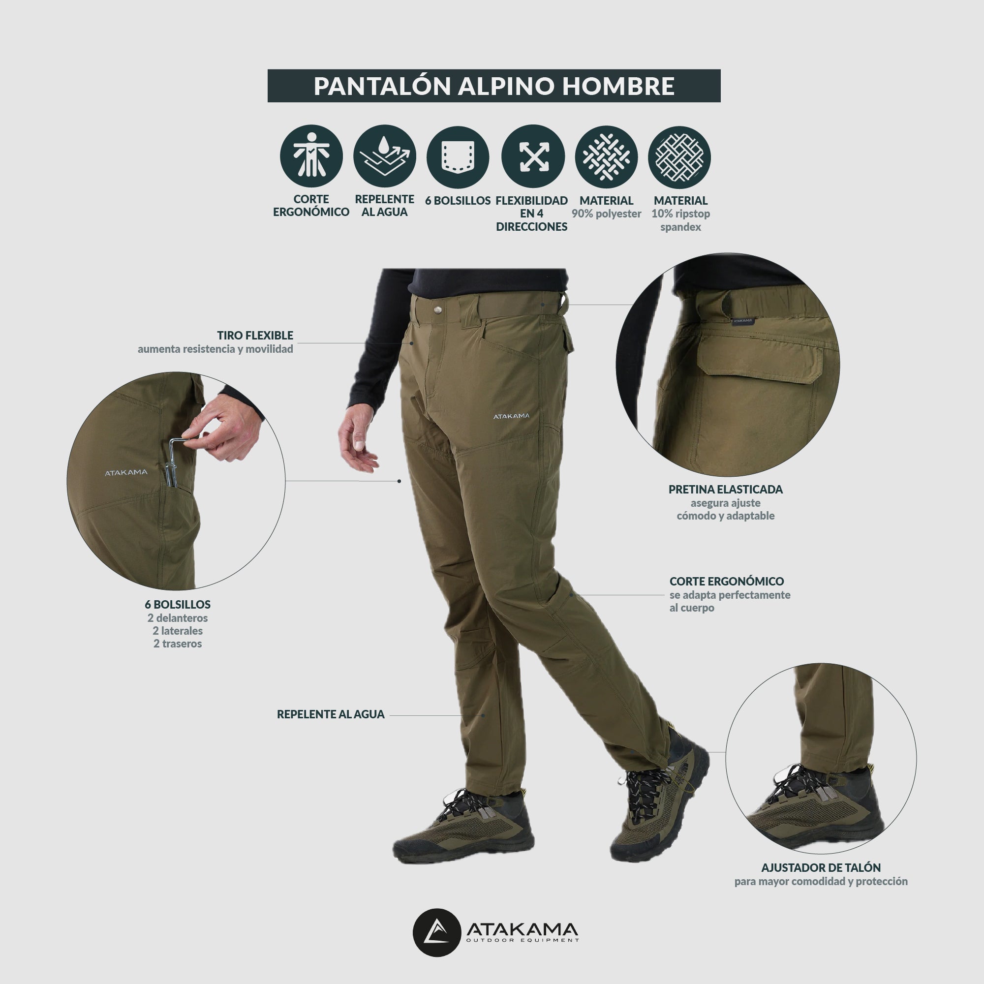 Pantalón Outdoor Hombre Alpino Verde