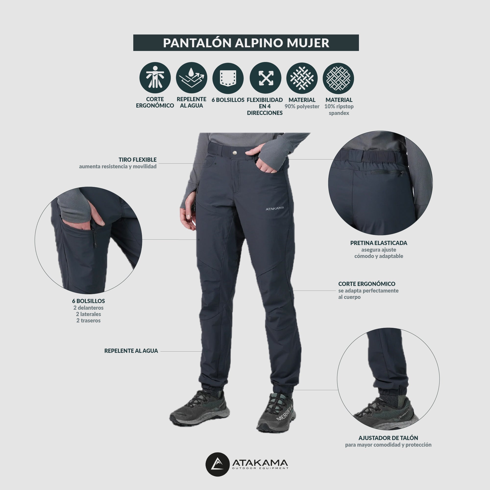 Pantalón Outdoor Mujer Alpino Grafito