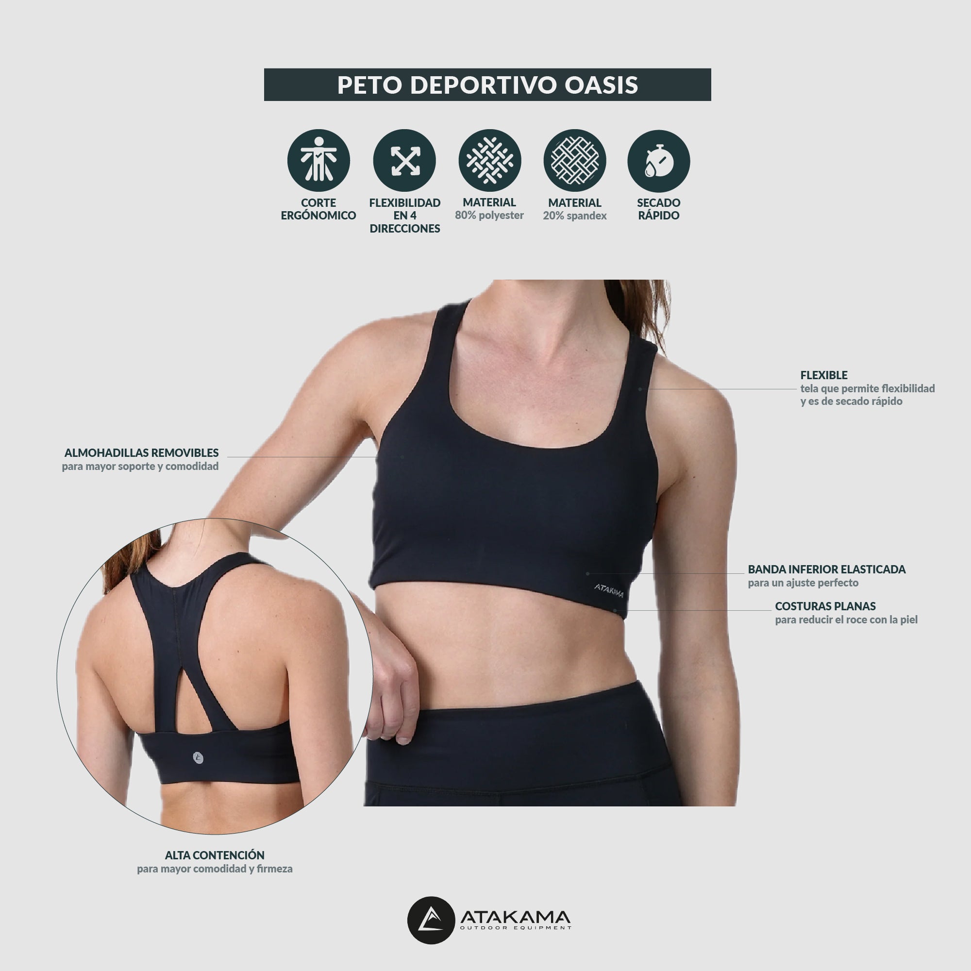 Peto Deportivo Mujer Oasis Negro