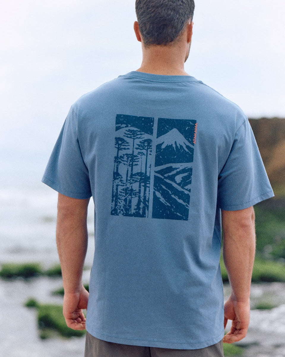 Polera Algodón Manga Corta Conguillío Textura Azul