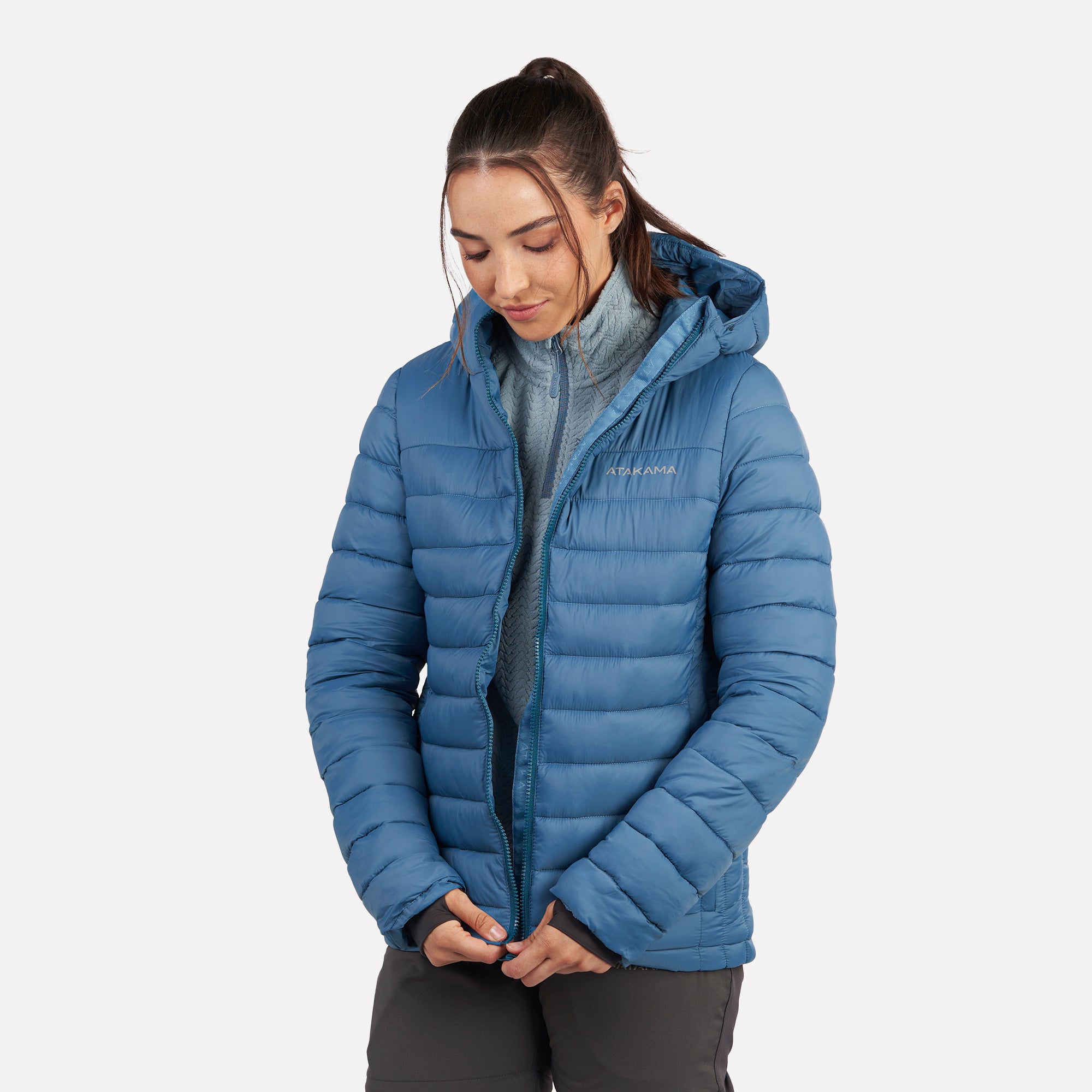 Chaqueta Parka térmica mujer hoodie Indómita Azul