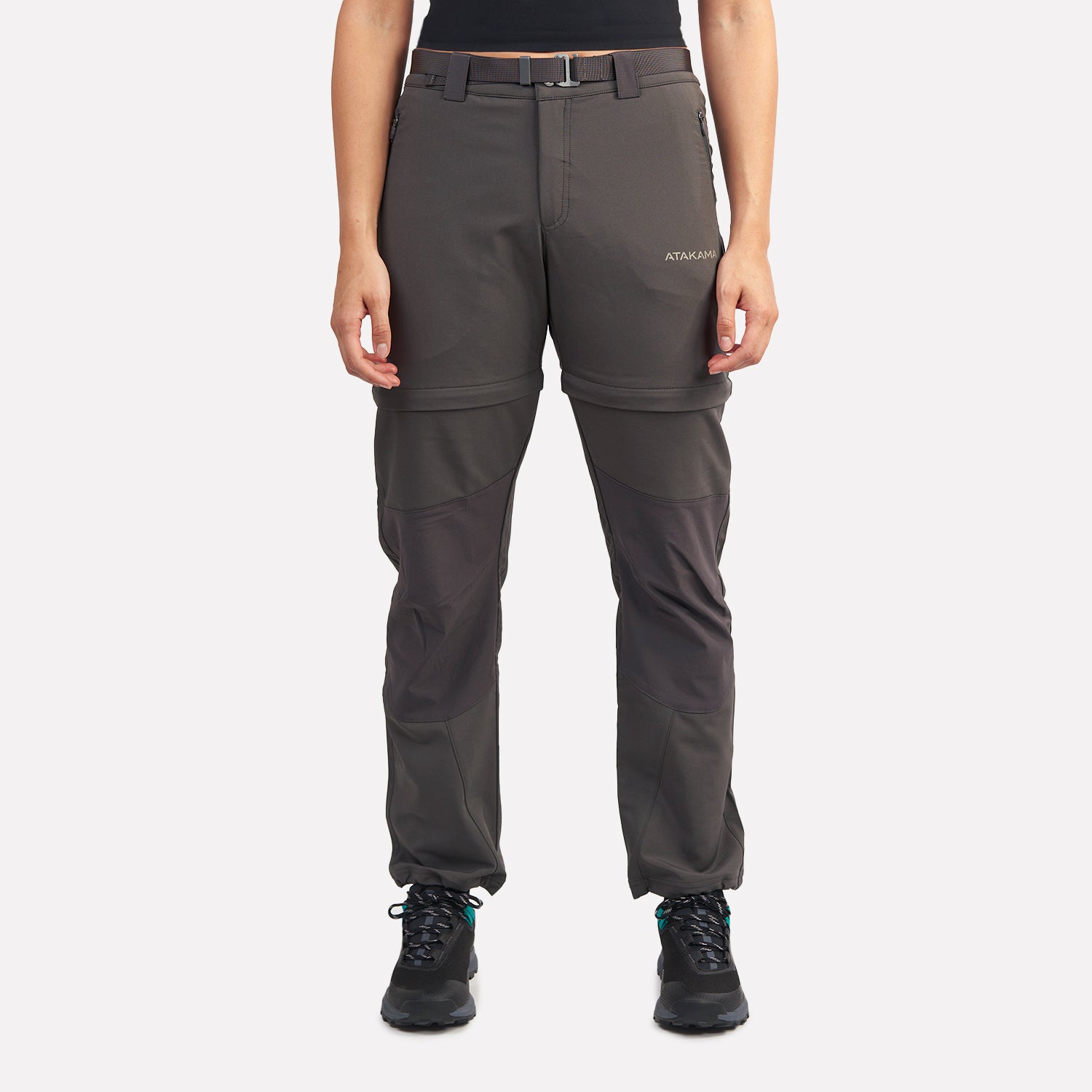 Pantalón de trekking desmontable Andino mujer Gris Roca