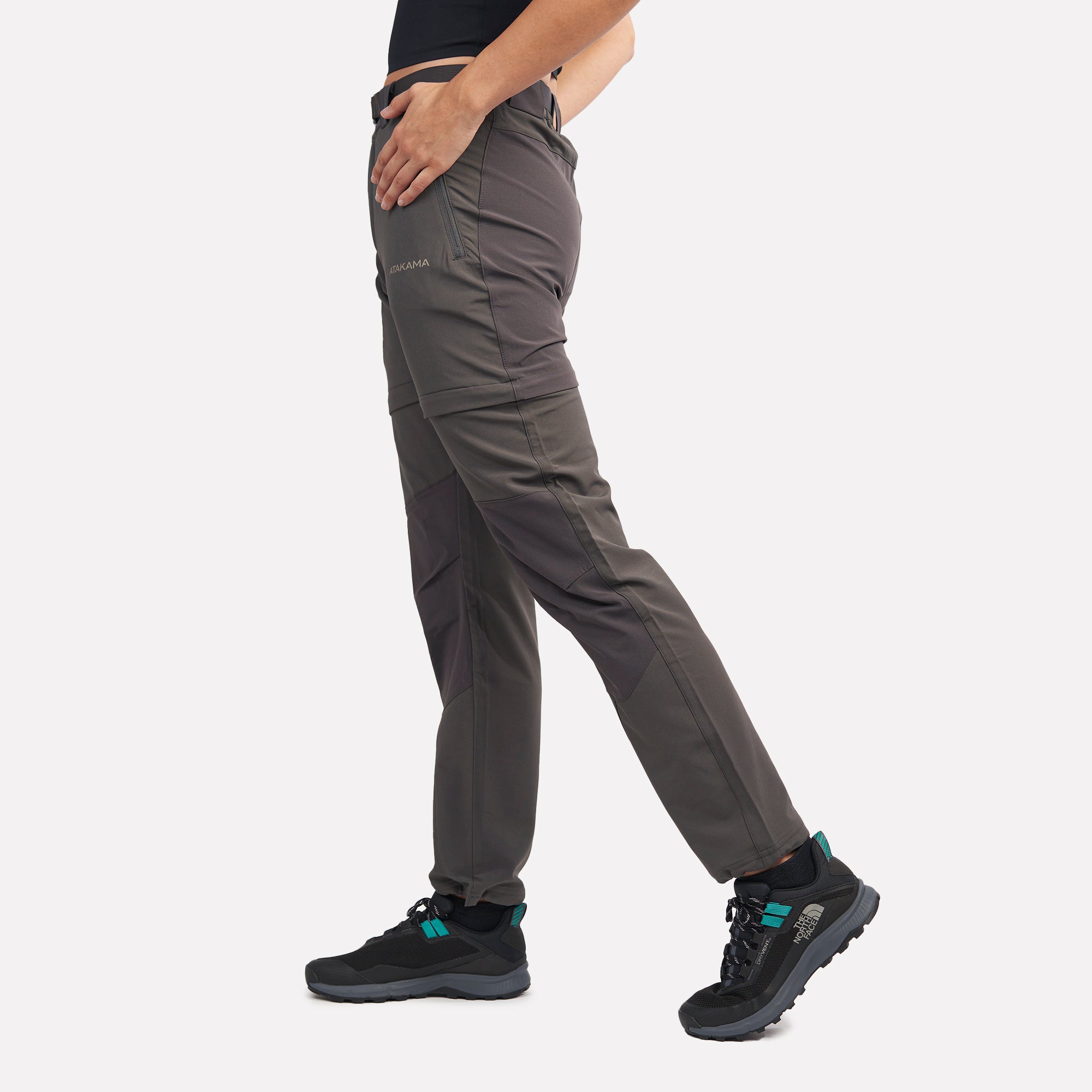 Pantalón de trekking desmontable Andino mujer Gris Roca