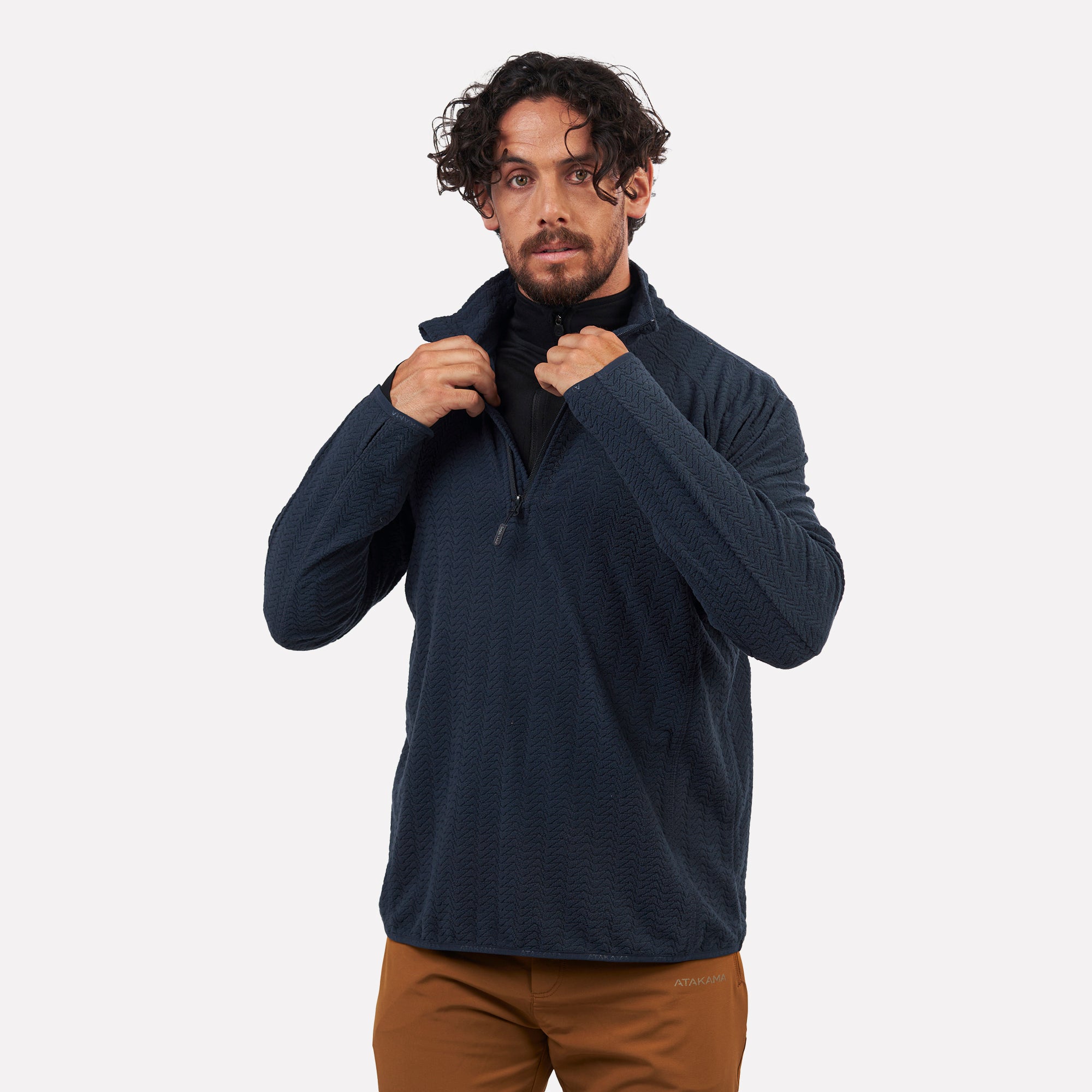 Polar fleece ultraligero 1/4-Zip hombre Volca Azul