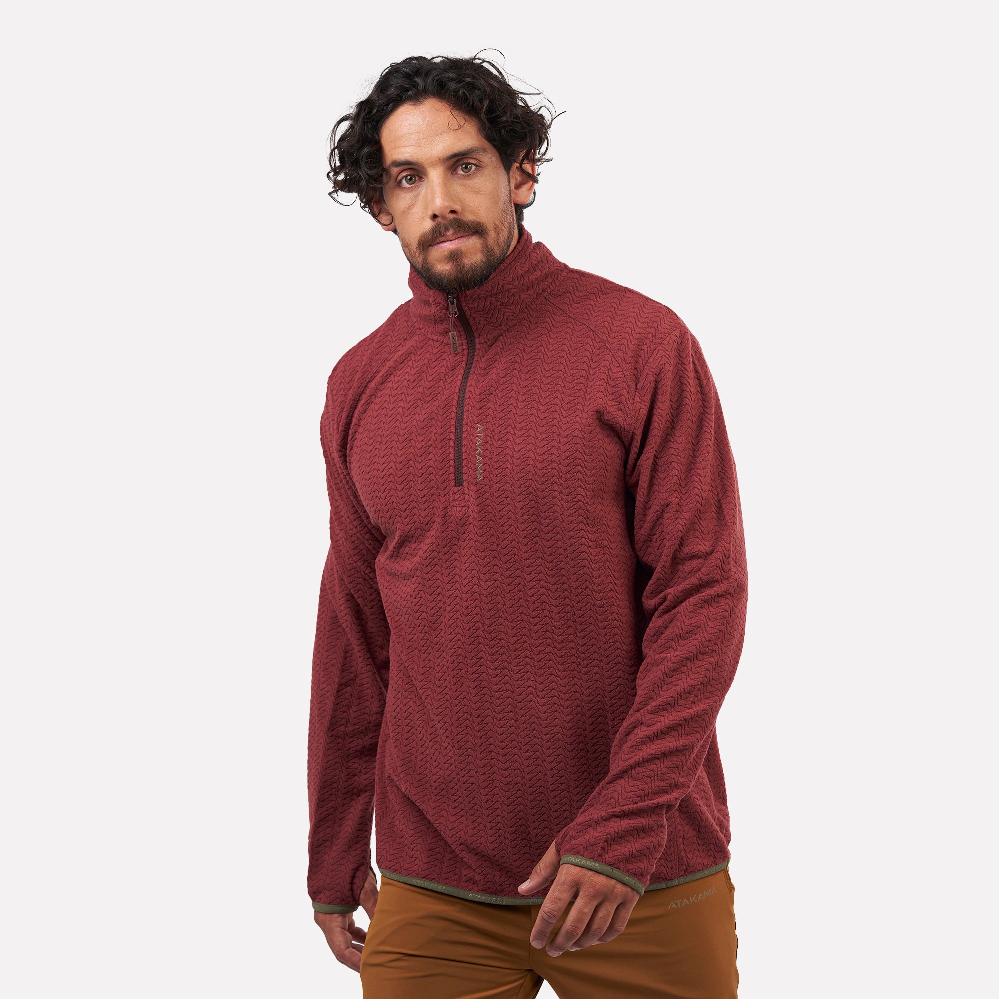 Polar fleece ultraligero 1/4-Zip hombre Volca Burdeo