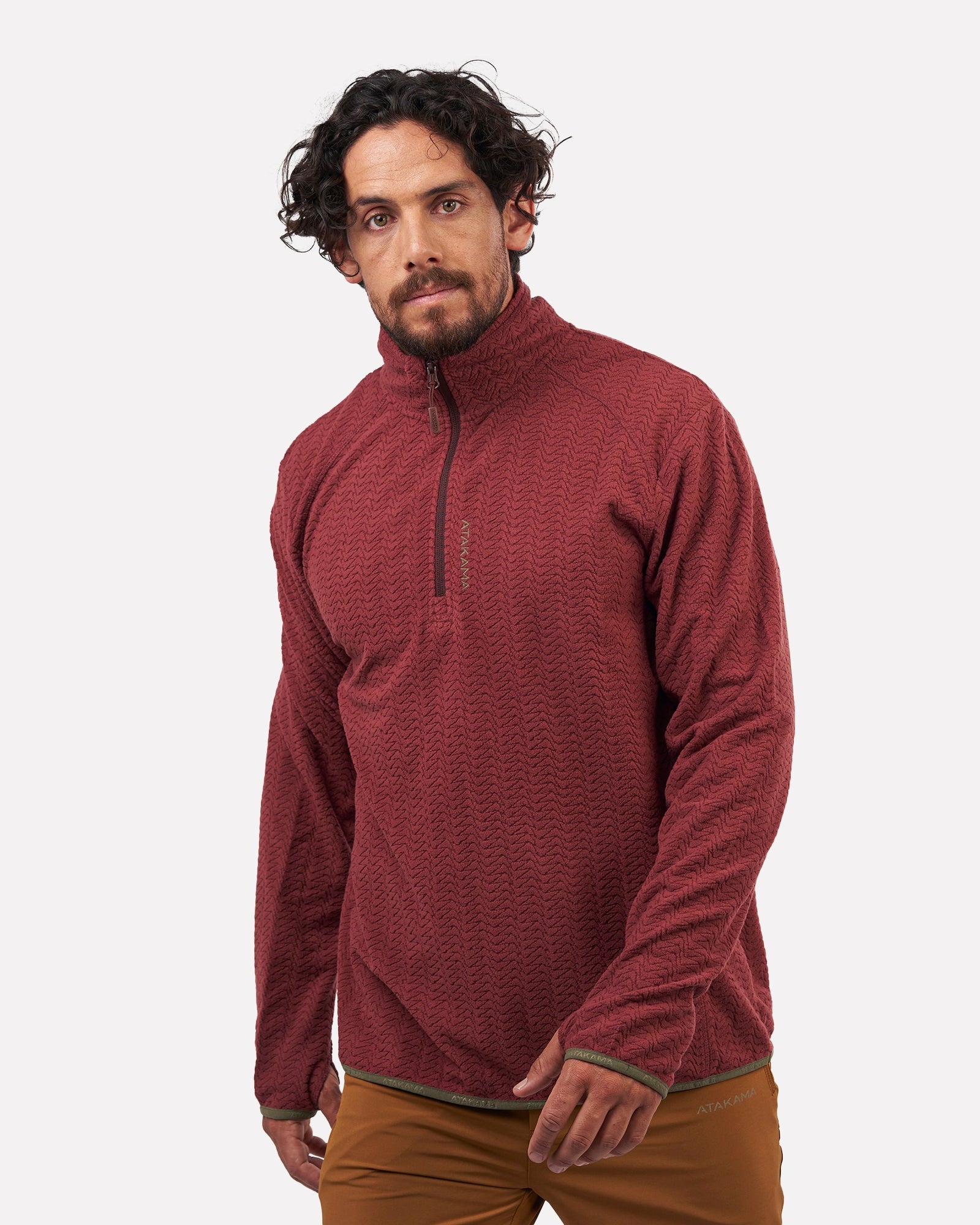 Polar Fleece Ultraligero 1/4-Zip Hombre Volca Burdeo - Atakama Outdoor