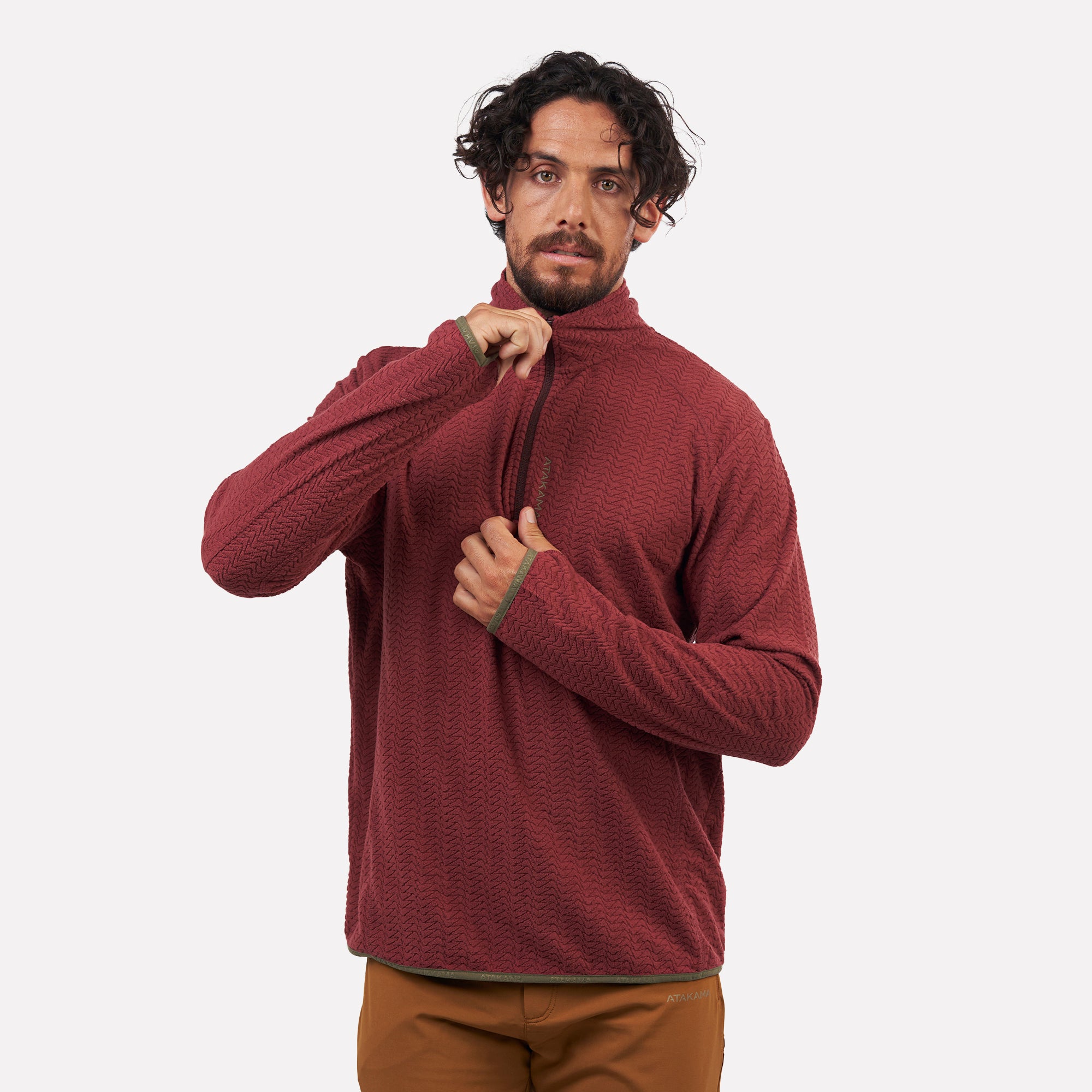 Polar fleece ultraligero 1/4-Zip hombre Volca Burdeo