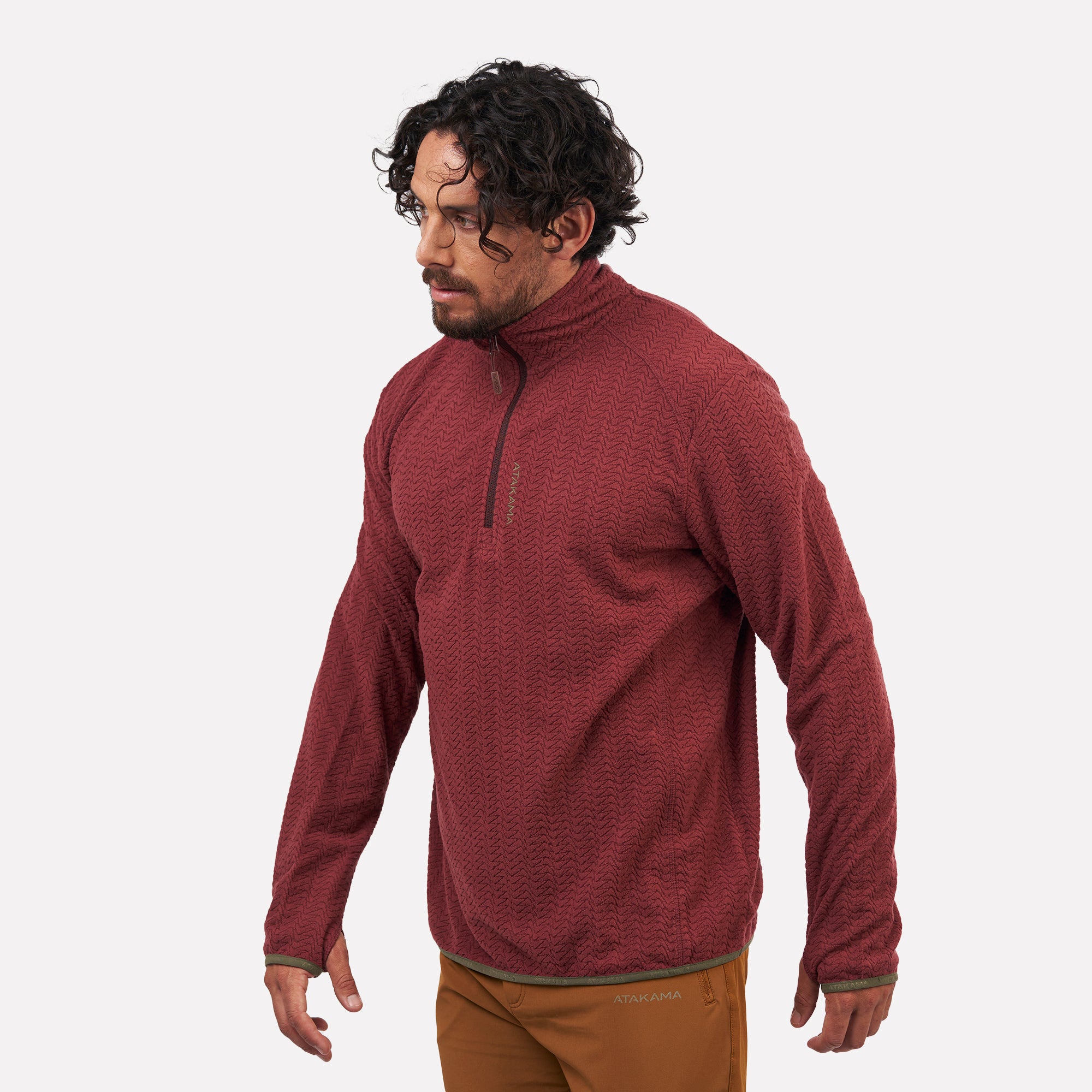 Polar fleece ultraligero 1/4-Zip hombre Volca Burdeo