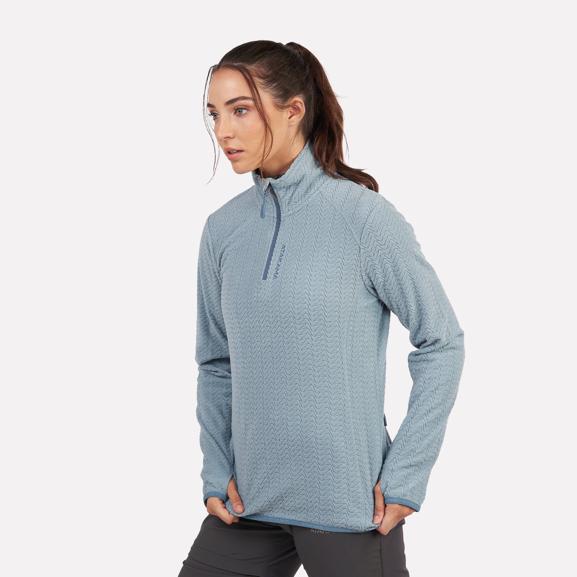 Polar fleece ultraligero 1/4-Zip mujer Volca Celeste