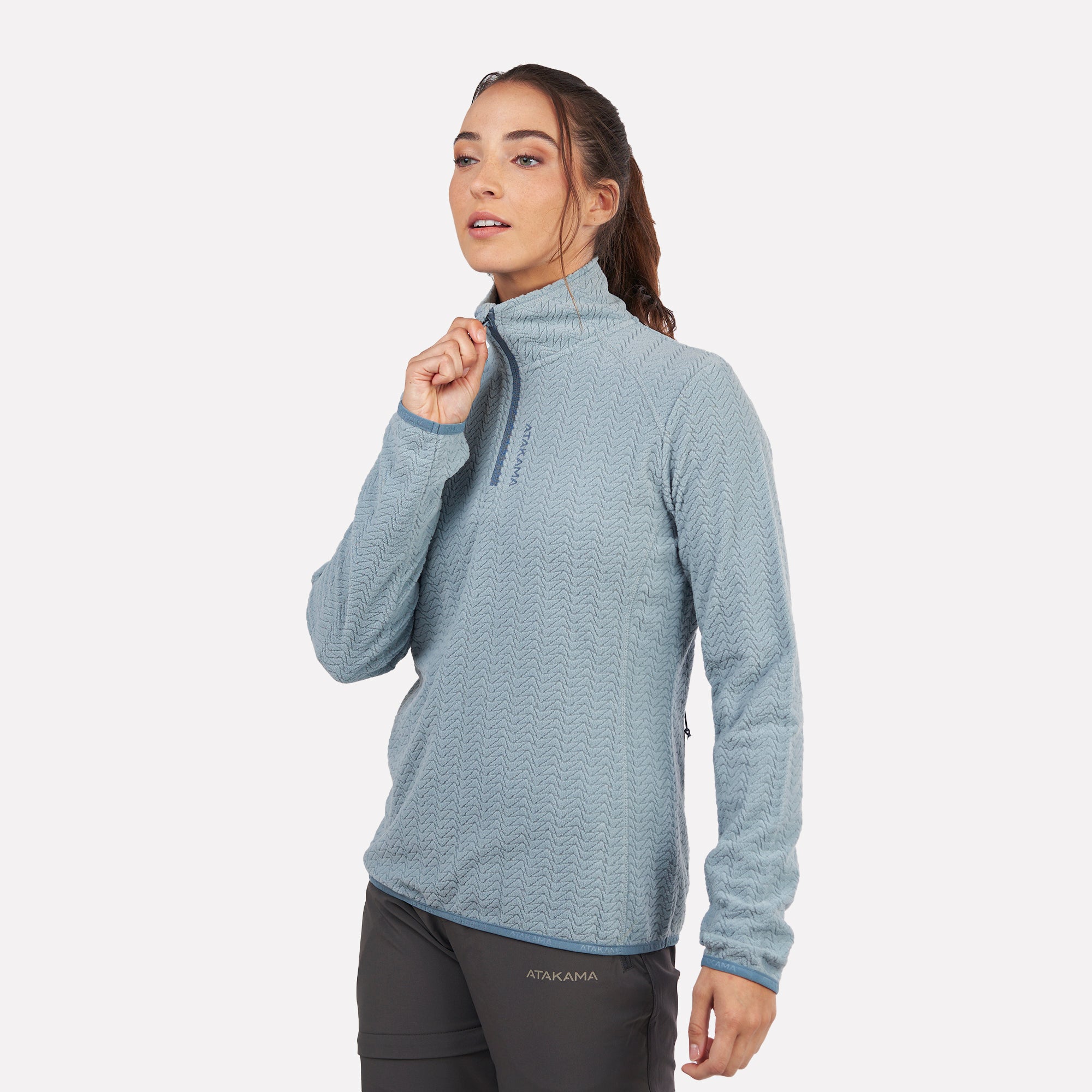 Polar fleece ultraligero 1/4-Zip mujer Volca Celeste