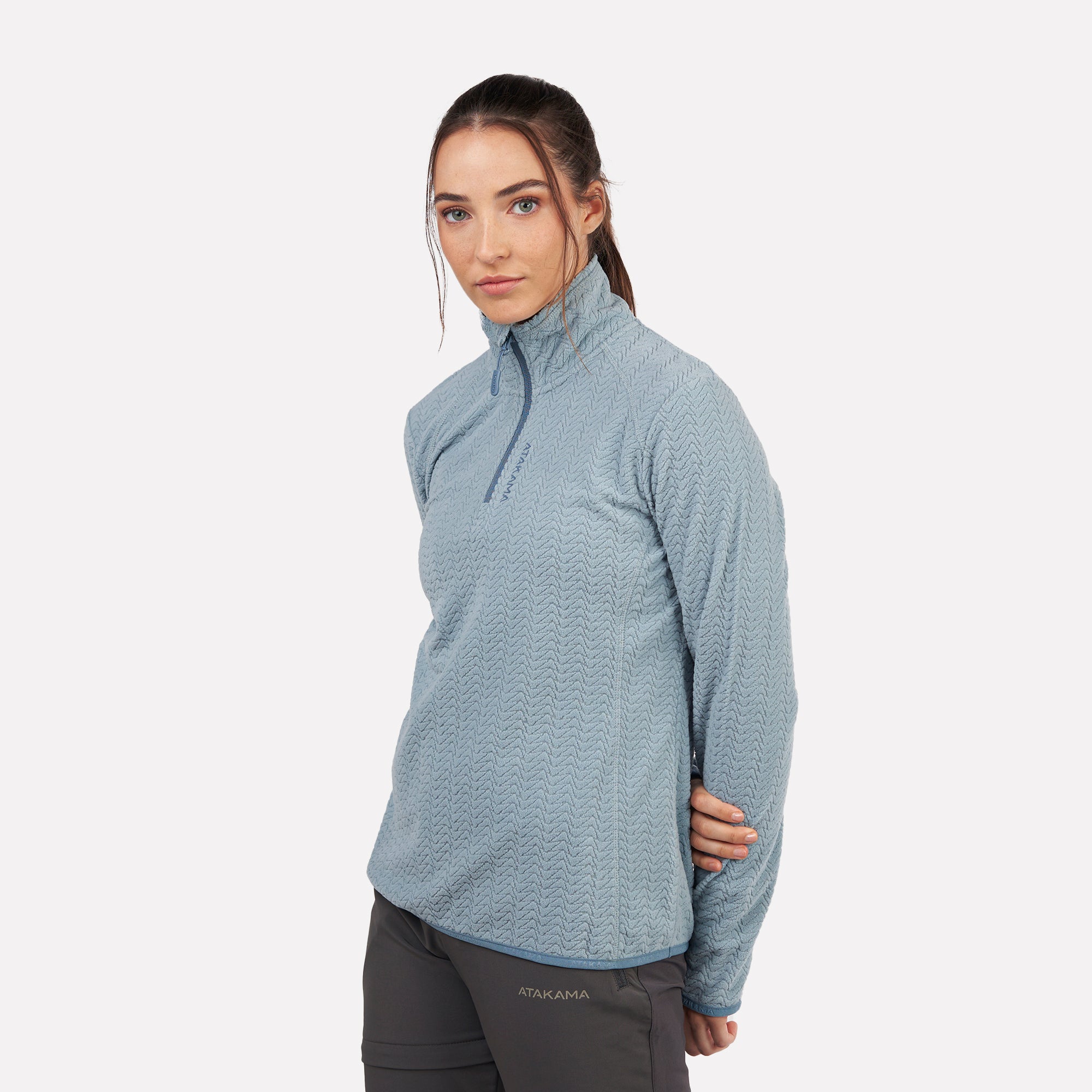 Polar fleece ultraligero 1/4-Zip mujer Volca Celeste