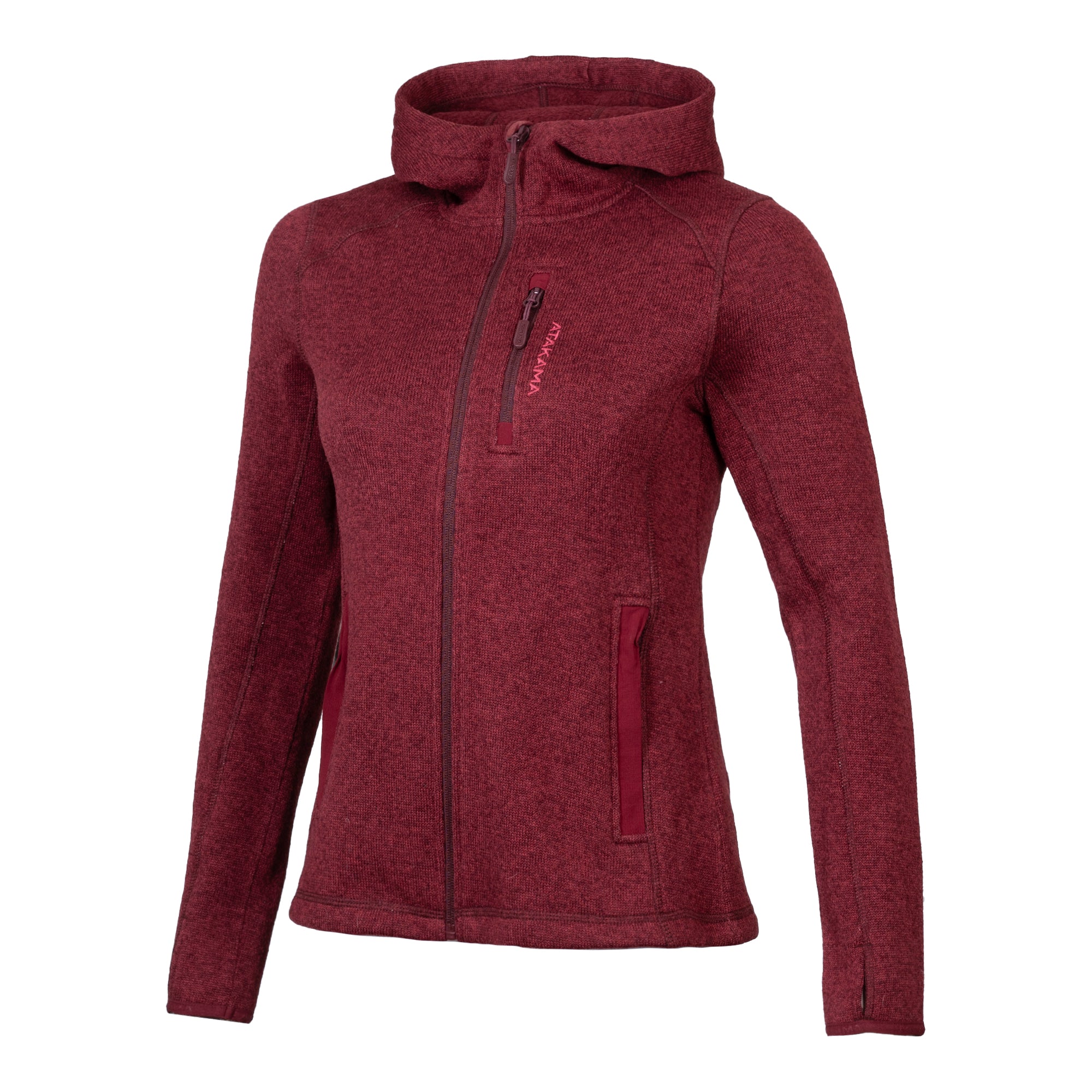 Polar tejido hoddie Full-Zip mujer Tundra jaspeado Burdeo