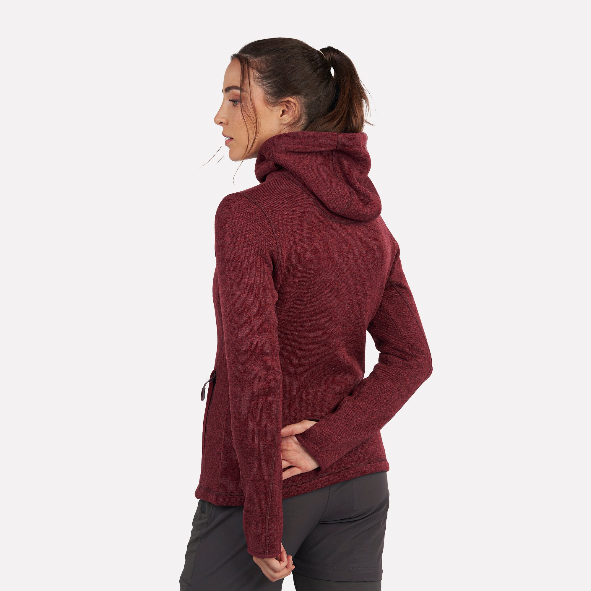 Polar tejido hoddie Full-Zip mujer Tundra jaspeado Burdeo