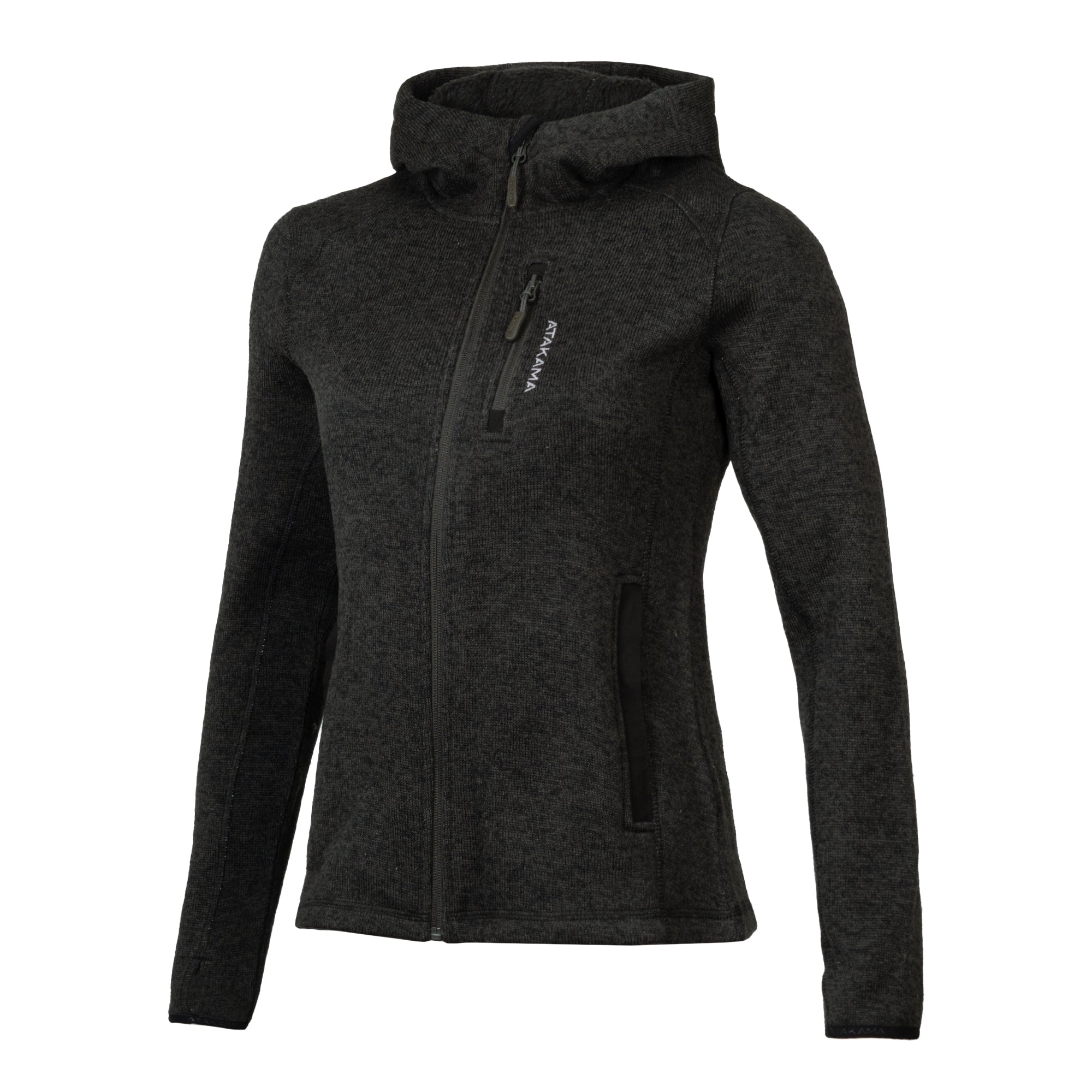Polar tejido hoddie Full-Zip mujer Tundra jaspeado Gris