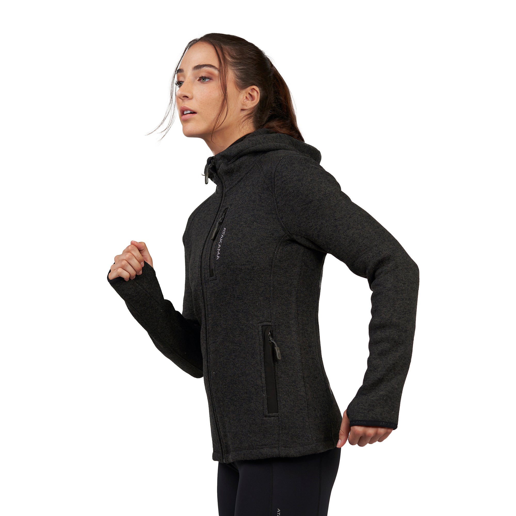 Polar tejido hoddie Full-Zip mujer Tundra jaspeado Gris