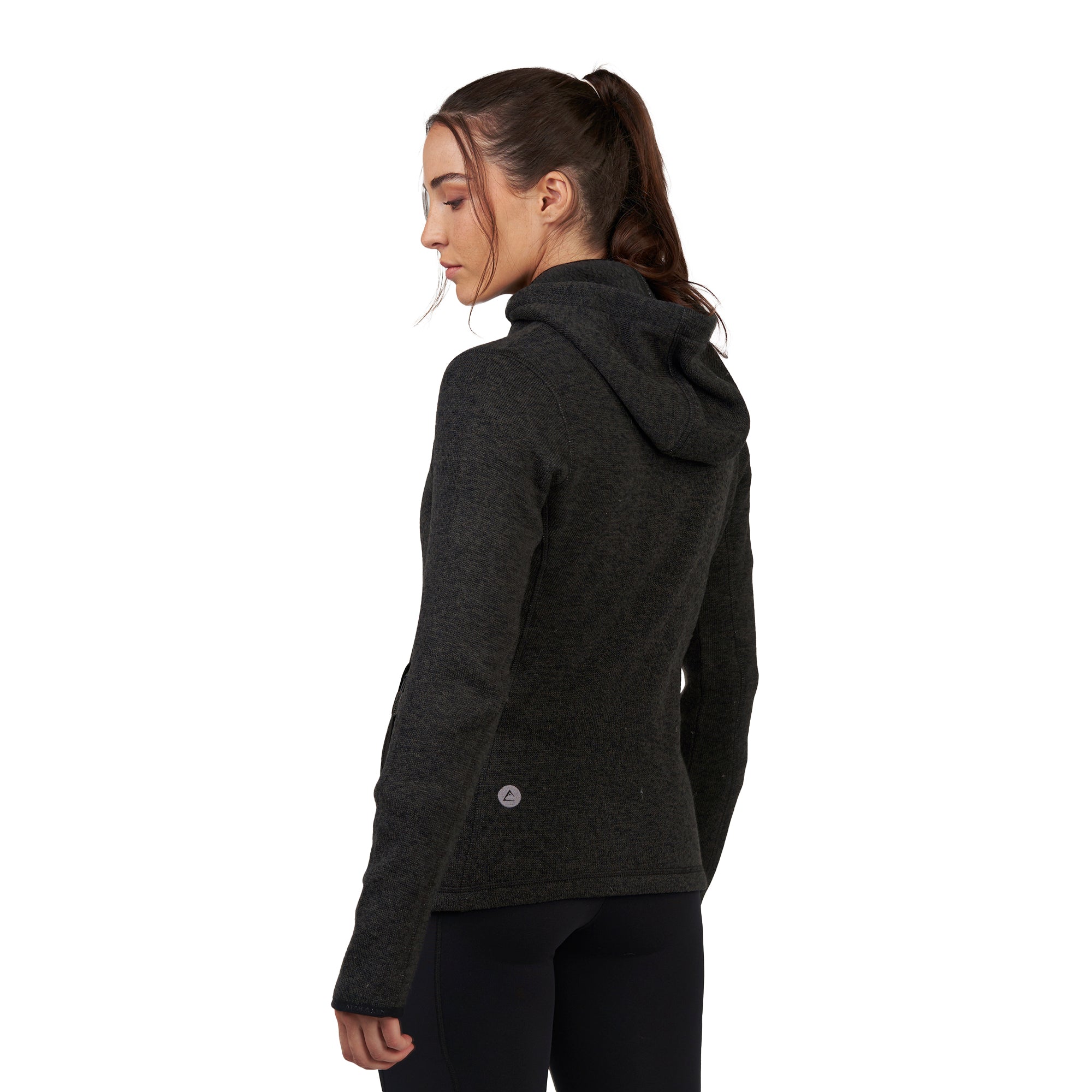 Polar tejido hoddie Full-Zip mujer Tundra jaspeado Gris