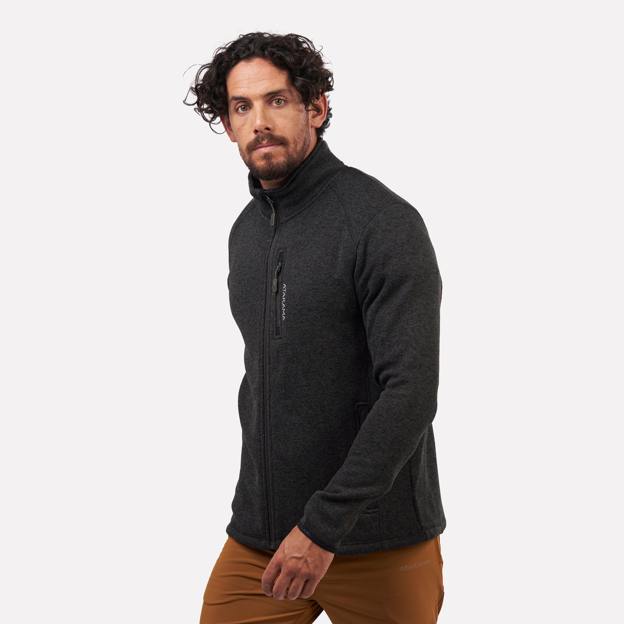 Polar tejido Full-Zip Hombre Tundra jaspeado Gris