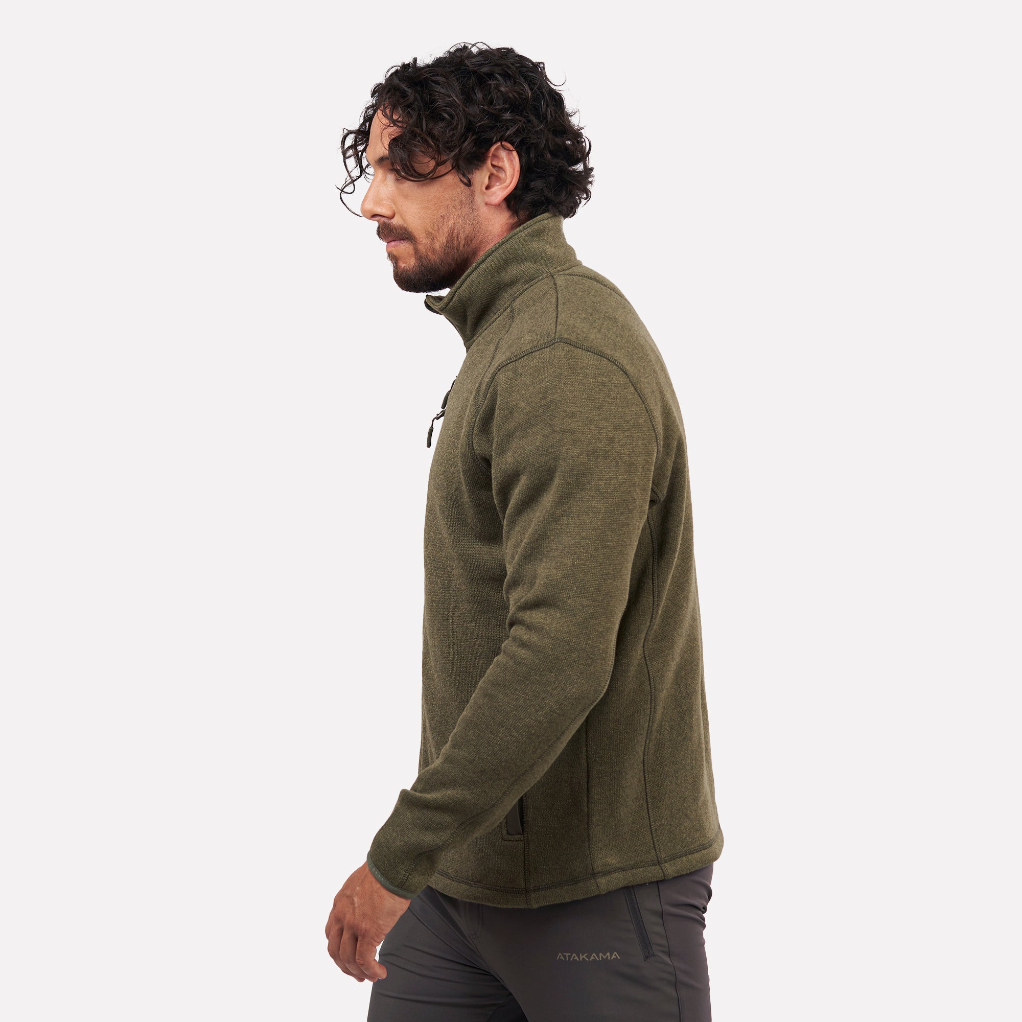 Polar tejido Full-Zip Hombre Tundra jaspeado Verde