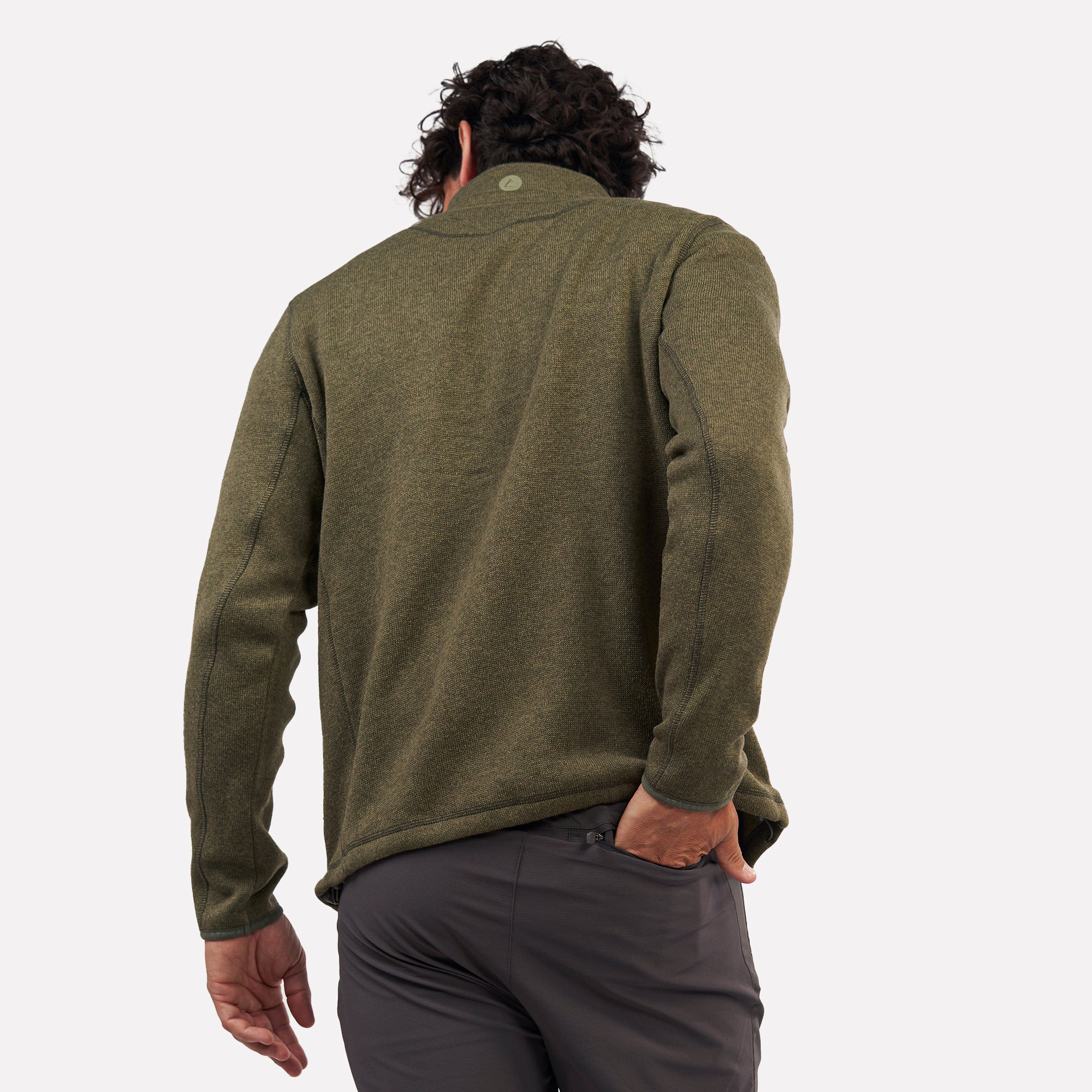 Polar tejido Full-Zip Hombre Tundra jaspeado Verde