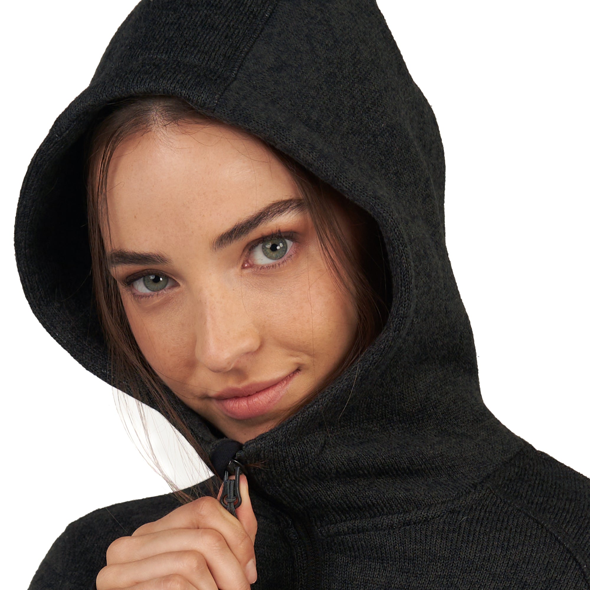 Polar tejido hoddie Full-Zip mujer Tundra jaspeado Gris