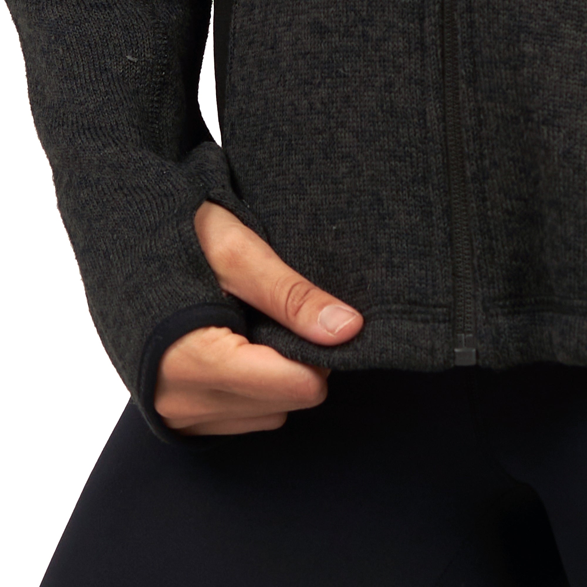 Polar tejido hoddie Full-Zip mujer Tundra jaspeado Gris