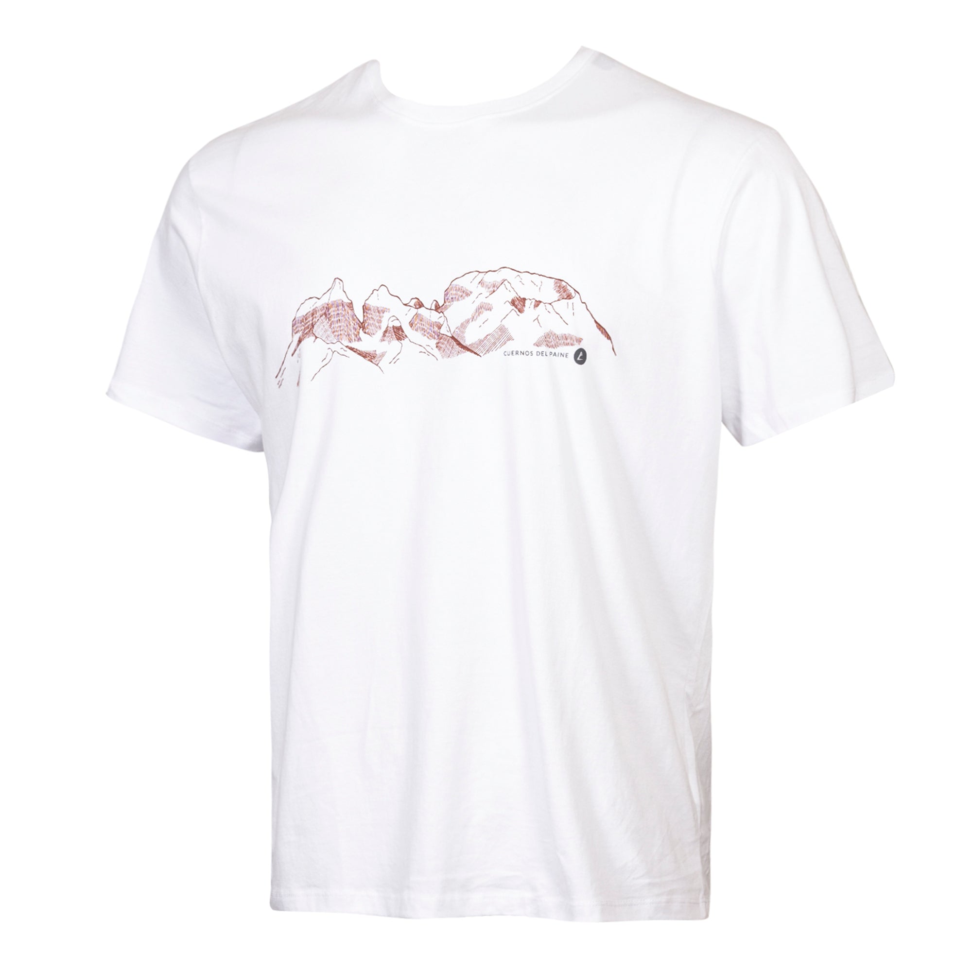 Polera Cuernos del Paine manga corta hombre Blanca