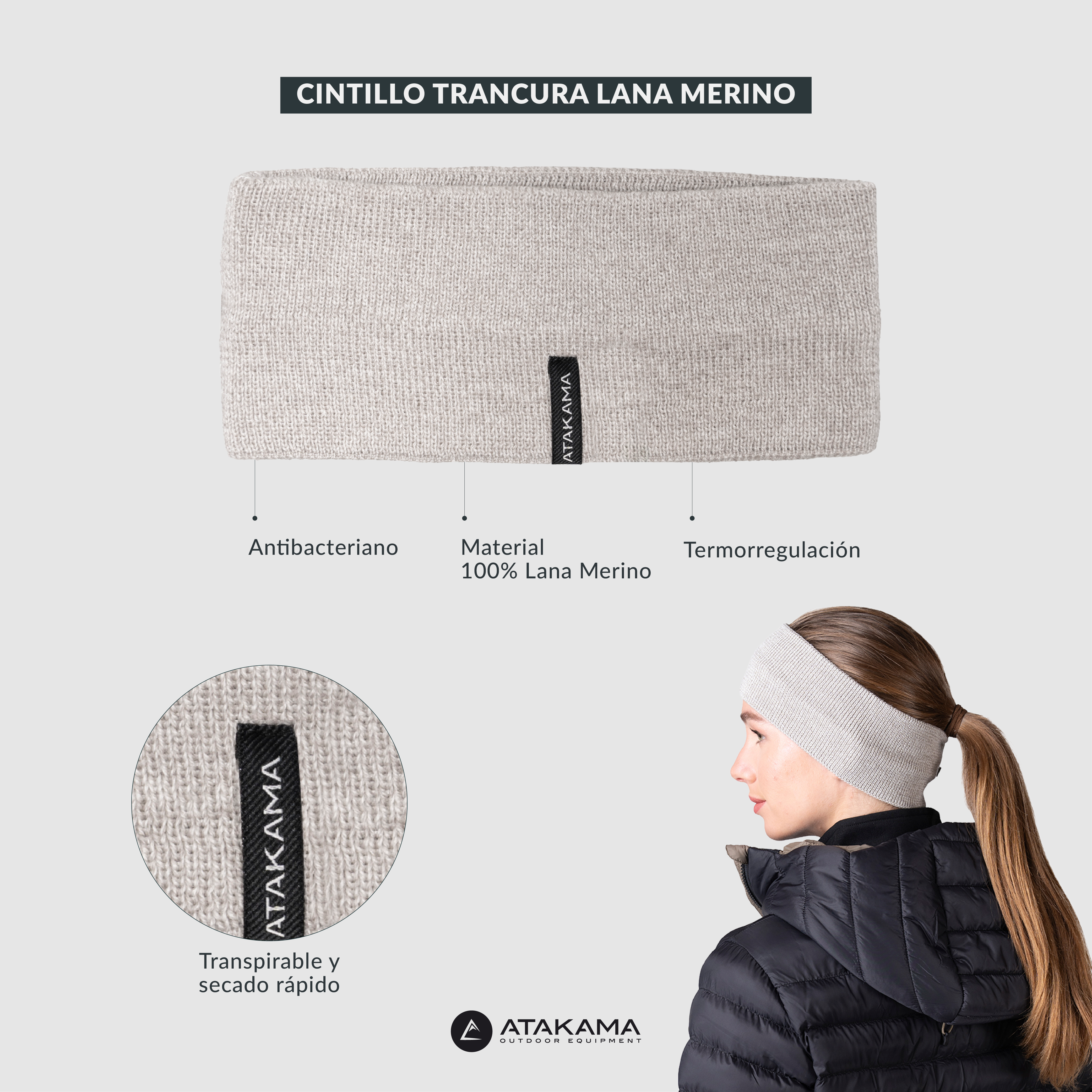 Cintillo Trancura Lana Merino Beige