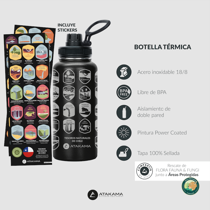 Botella térmica Tesoros de Chile 1 lt 🇨🇱