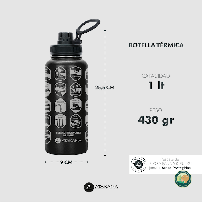 Botella térmica Tesoros de Chile 1 lt 🇨🇱