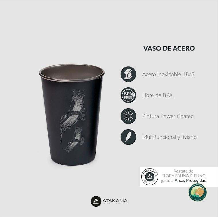 Set de 4 vasos aves chilenas 480 ml Negro