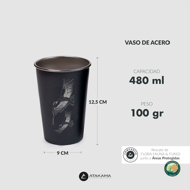 Set de 4 vasos aves chilenas 480 ml Negro