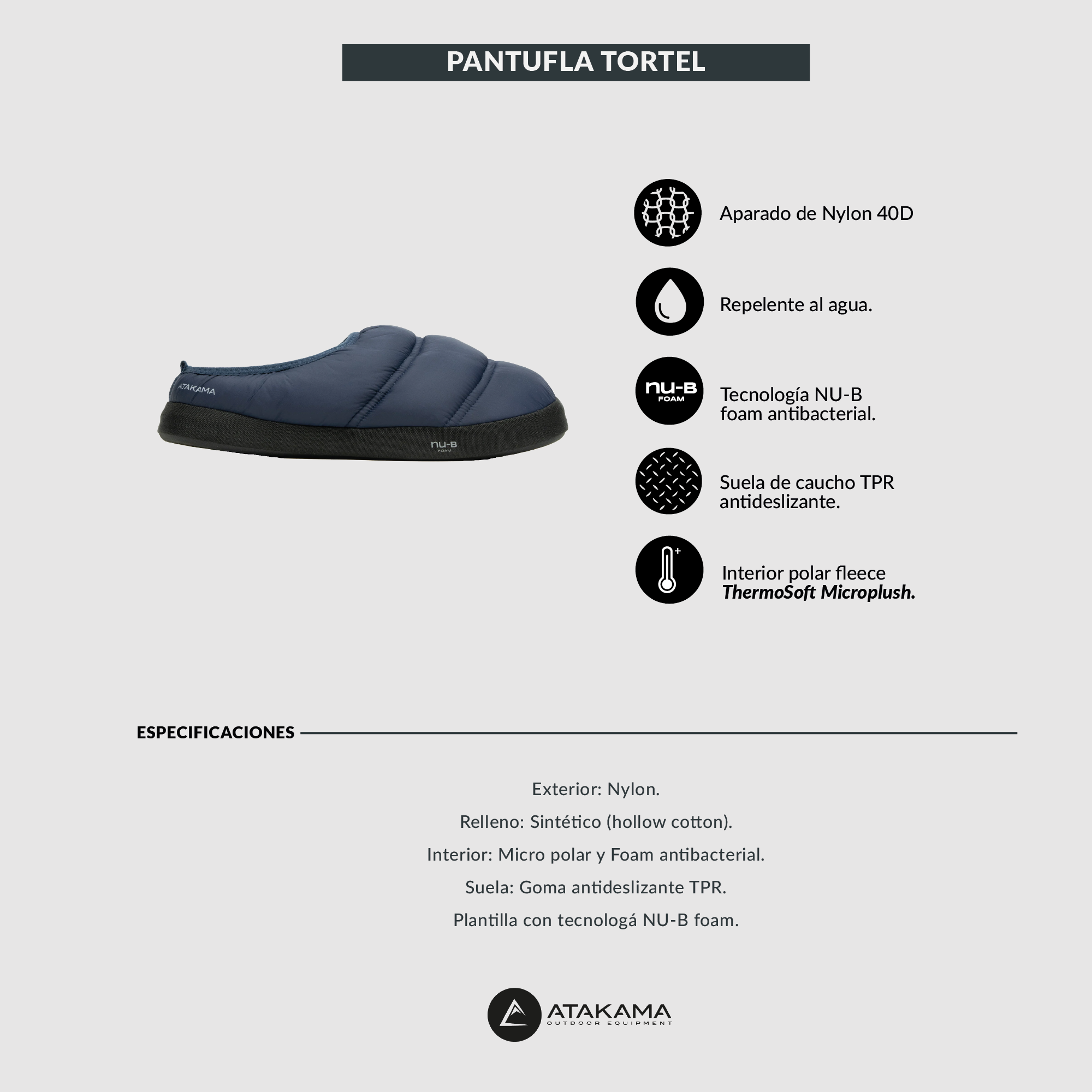 Pantuflas térmicas Tortel Nu-B Foam Azul
