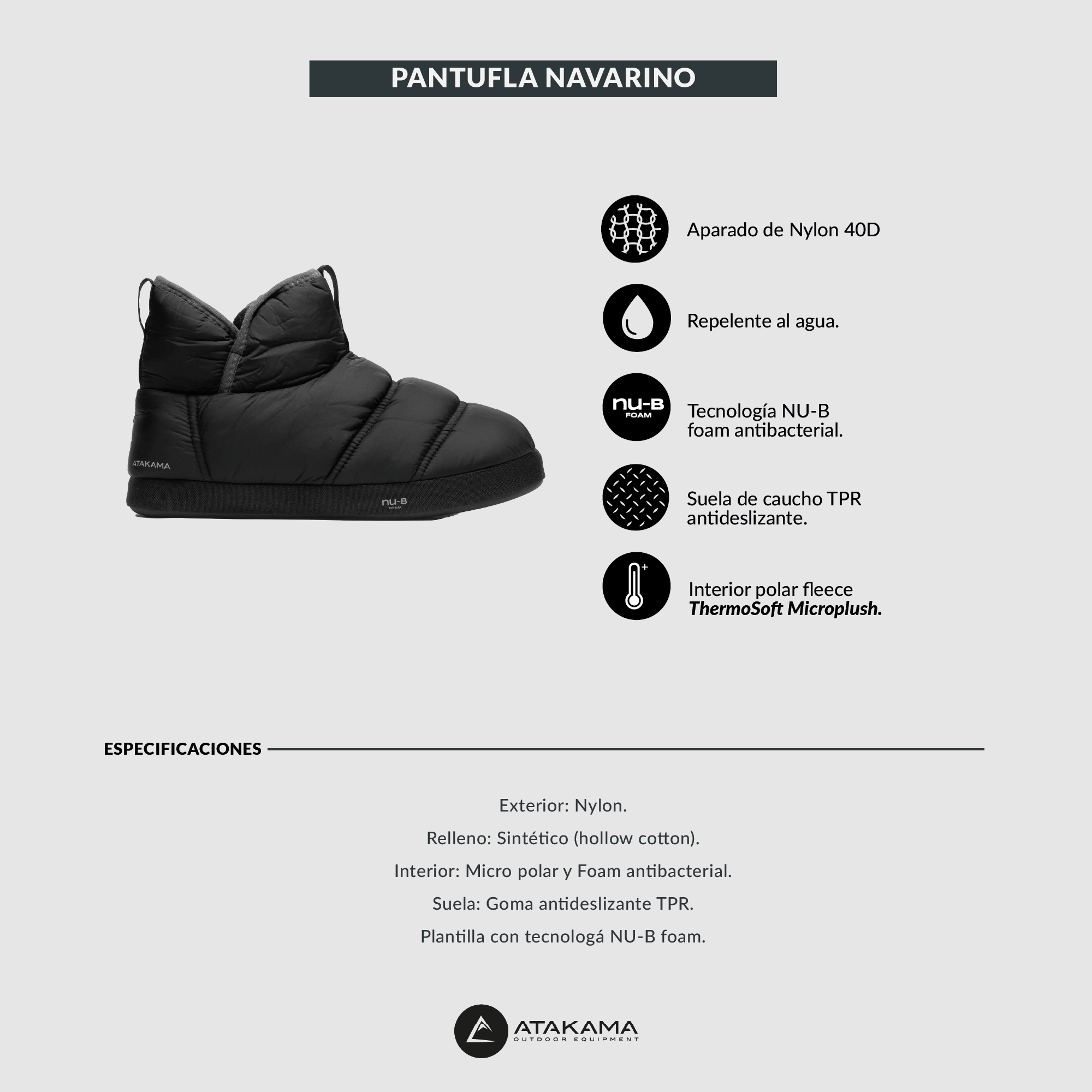 Pantuflas térmicas Navarino Nu-B Foam Negra
