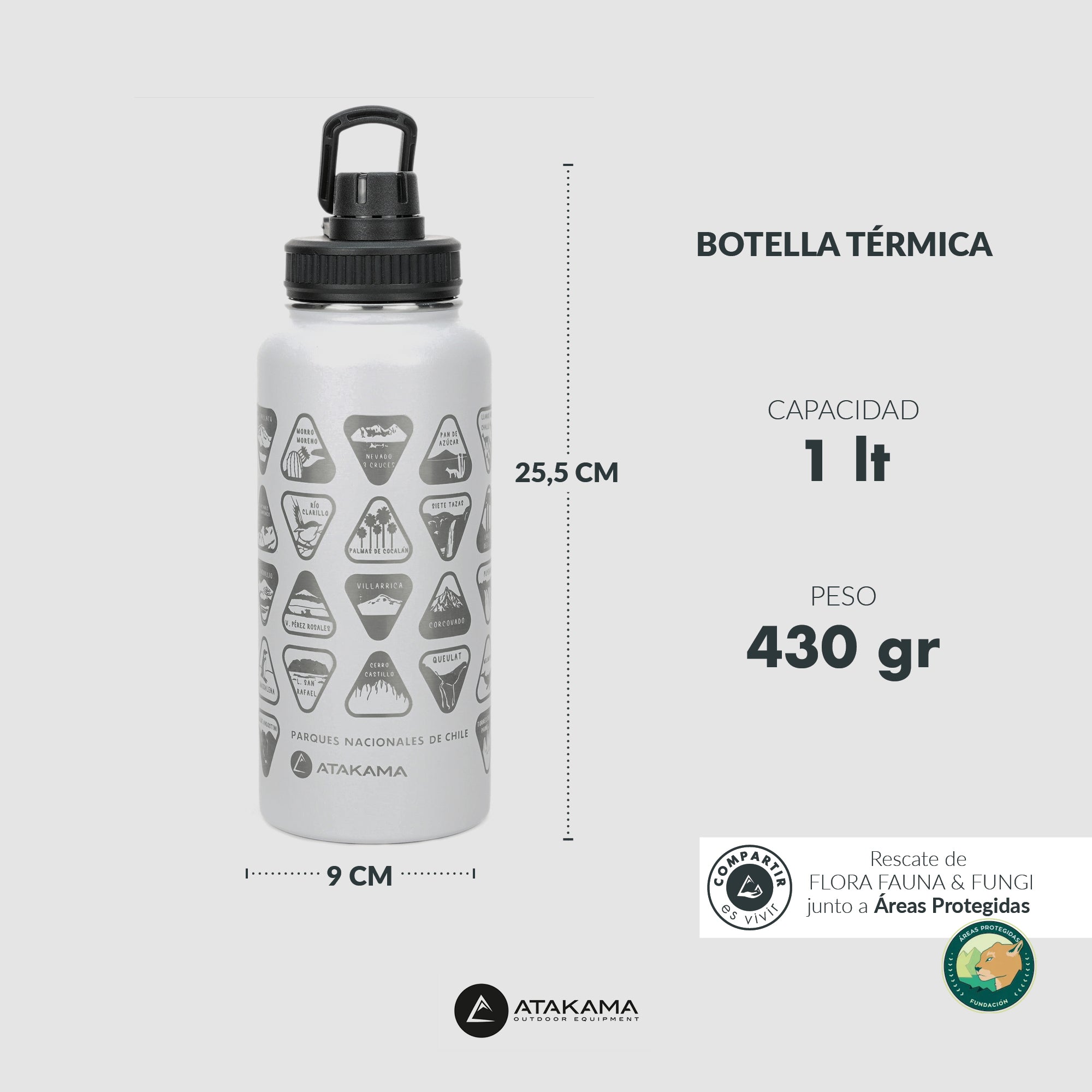 BRANDING ETMDAY Botella térmica Parques Nacionales coleccionables 1 lt 🇨🇱 ETMDAY