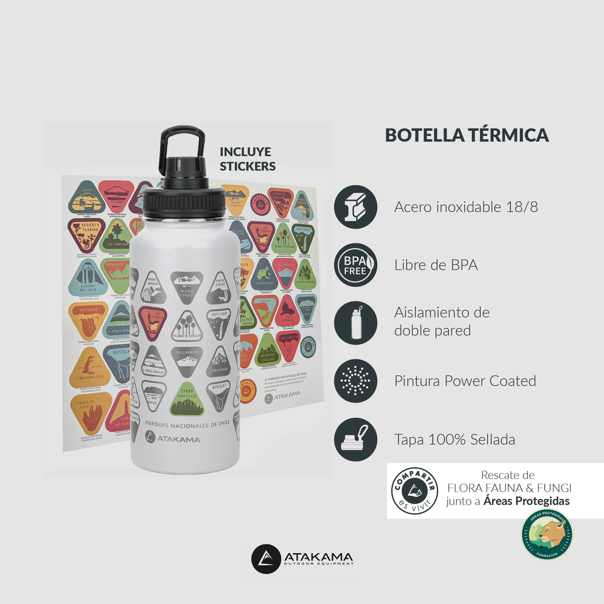 BRANDING ETMDAY Botella térmica Parques Nacionales coleccionables 1 lt 🇨🇱 ETMDAY