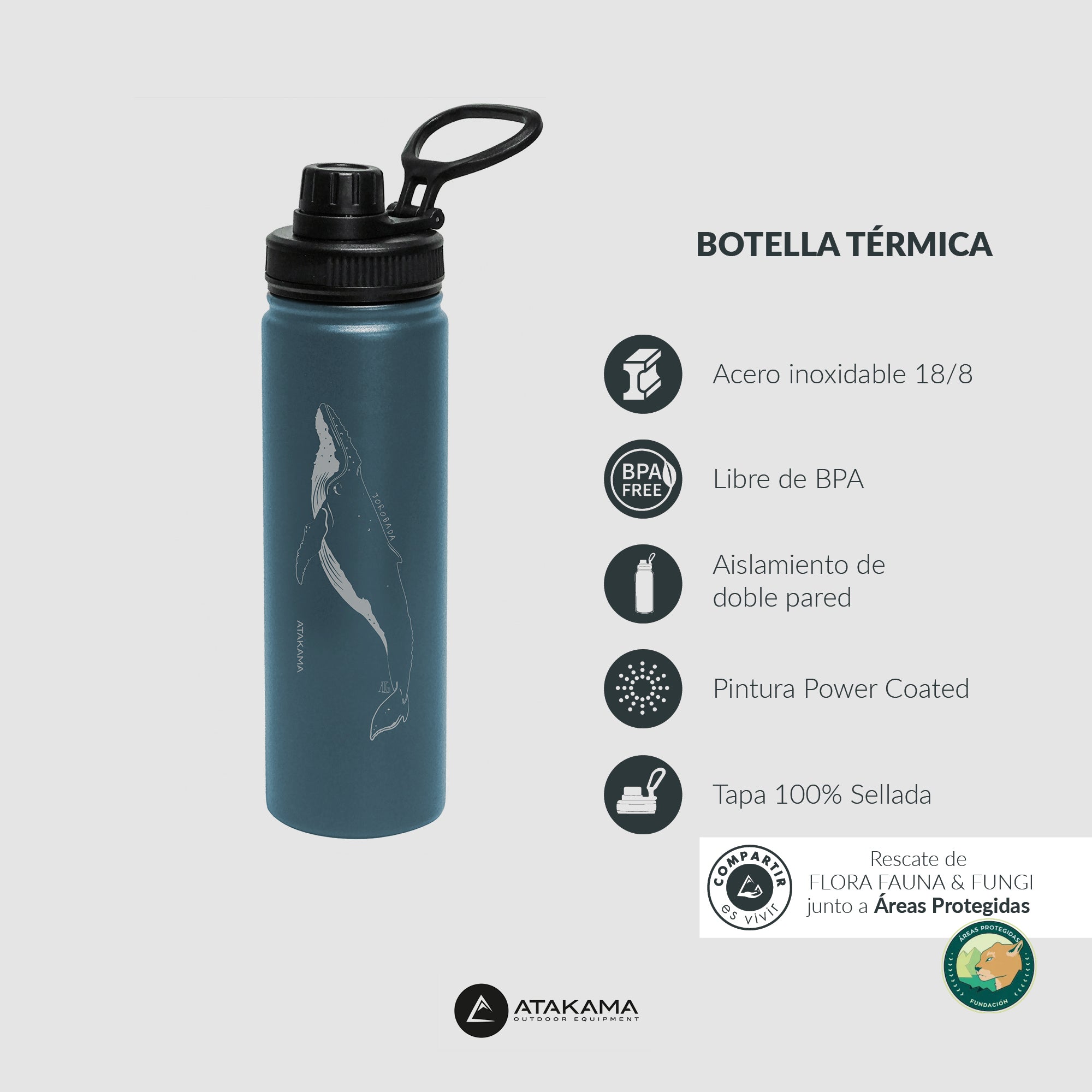 Botella térmica Ballena Jorobada 690 ml Azul