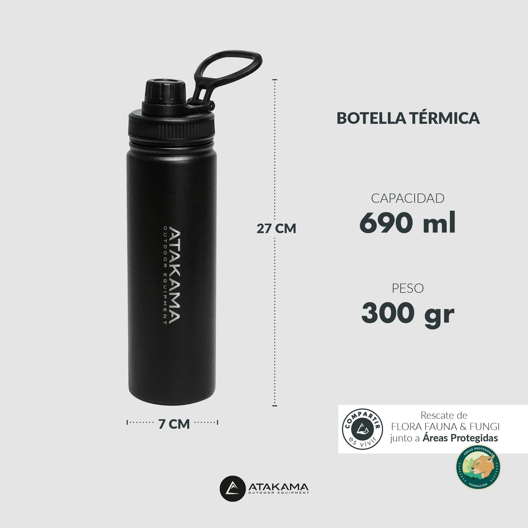 Botella térmica 690 ml Negro