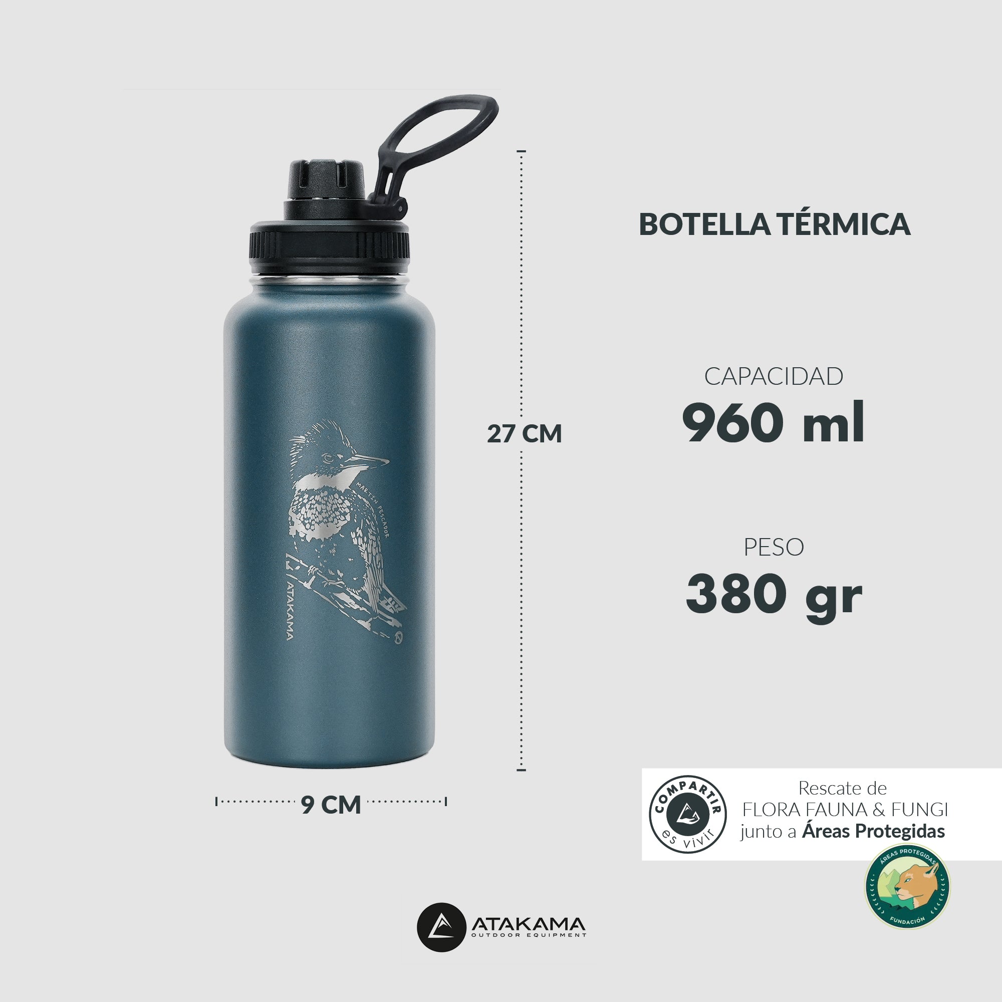 Botella térmica Martín Pescador 960 ml Azul